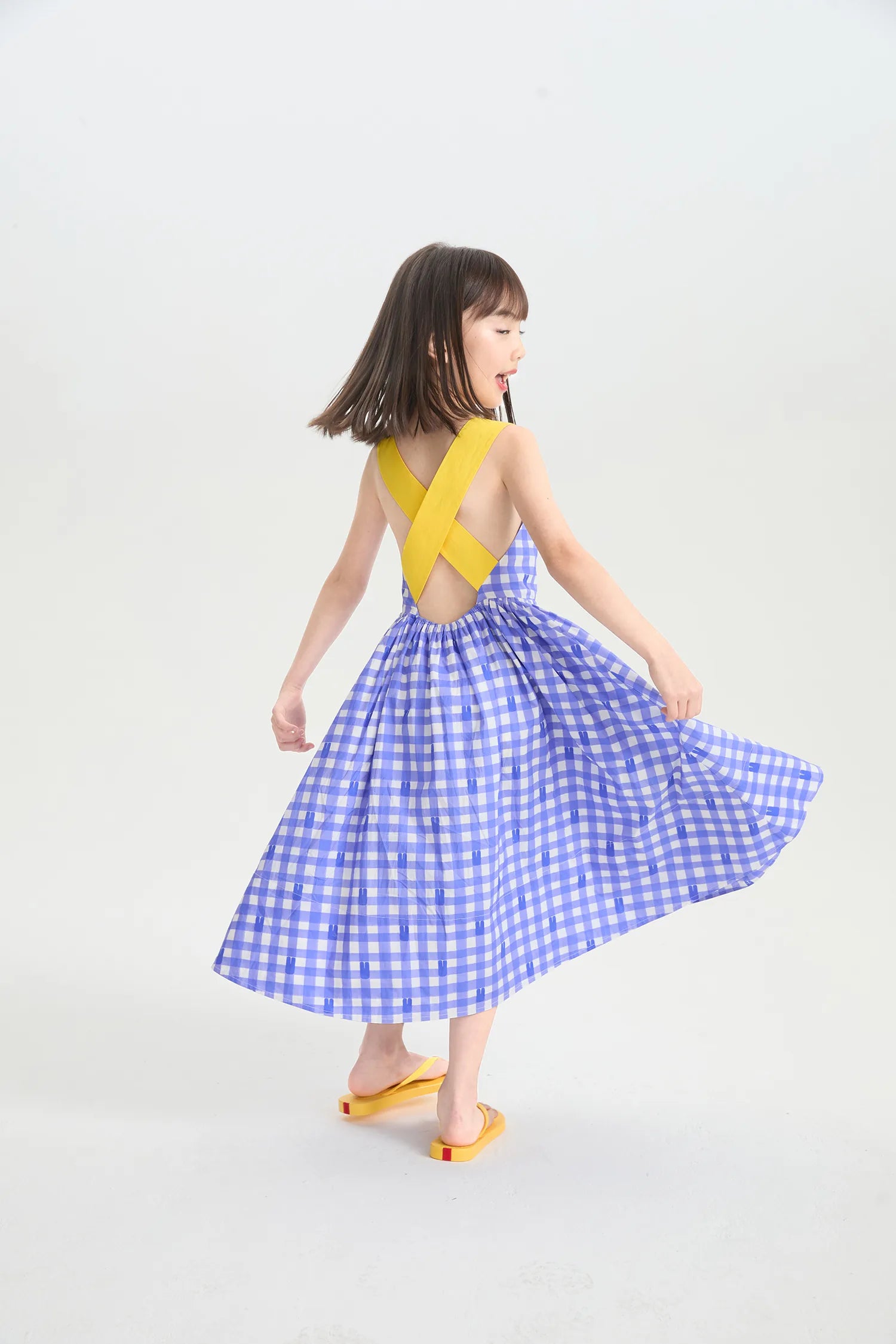 Klein Blue Bunny Reversible Printed Dress by Poco Blush, image 9