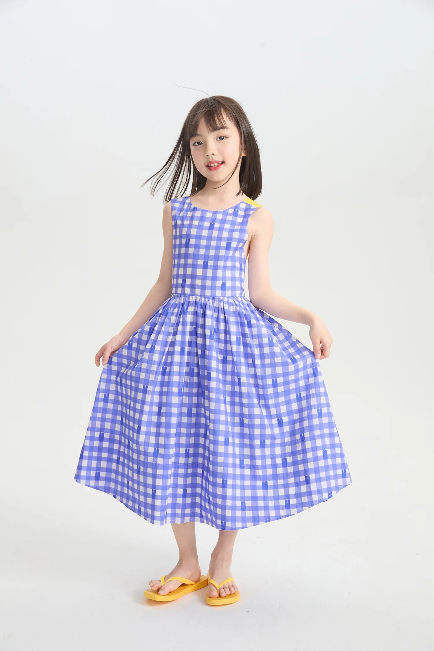 Klein Blue Bunny Reversible Printed Dress by Poco Blush, image 3