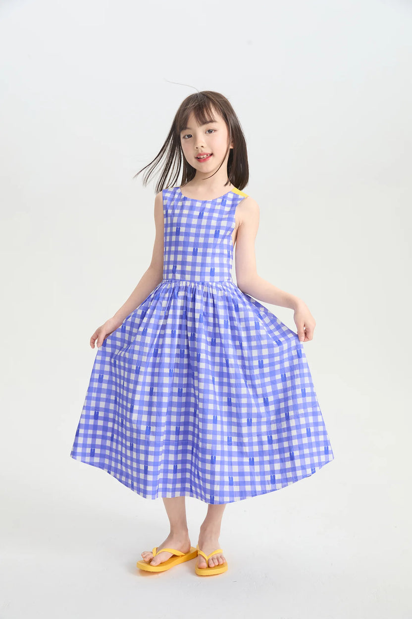 Klein Blue Bunny Reversible Printed Dress by Poco Blush, image 3
