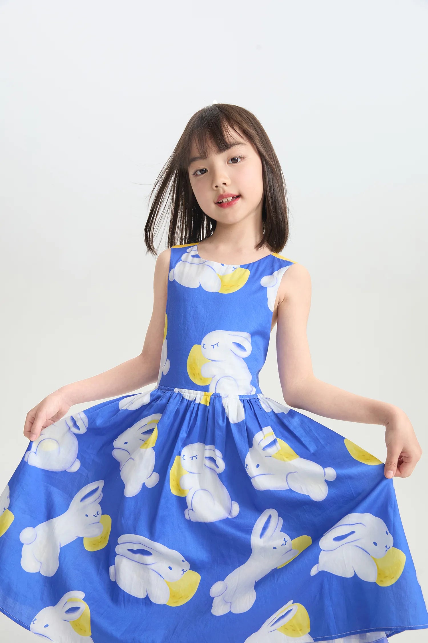 Klein Blue Bunny Reversible Printed Dress by Poco Blush, image 4
