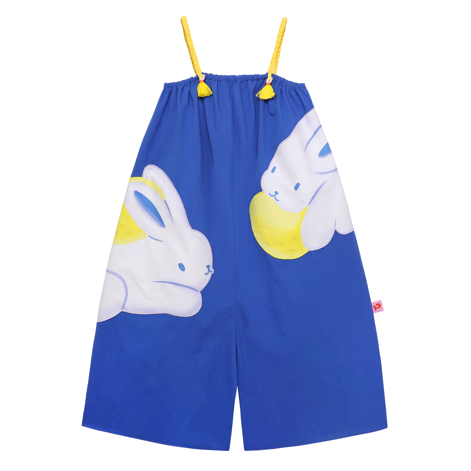 Blue Bunny and Lemon Embroidered Romper by Poco Blush