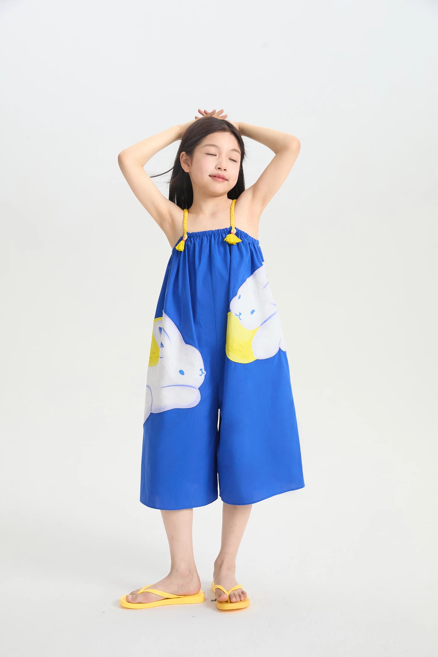 Blue Bunny and Lemon Embroidered Romper by Poco Blush, image 12