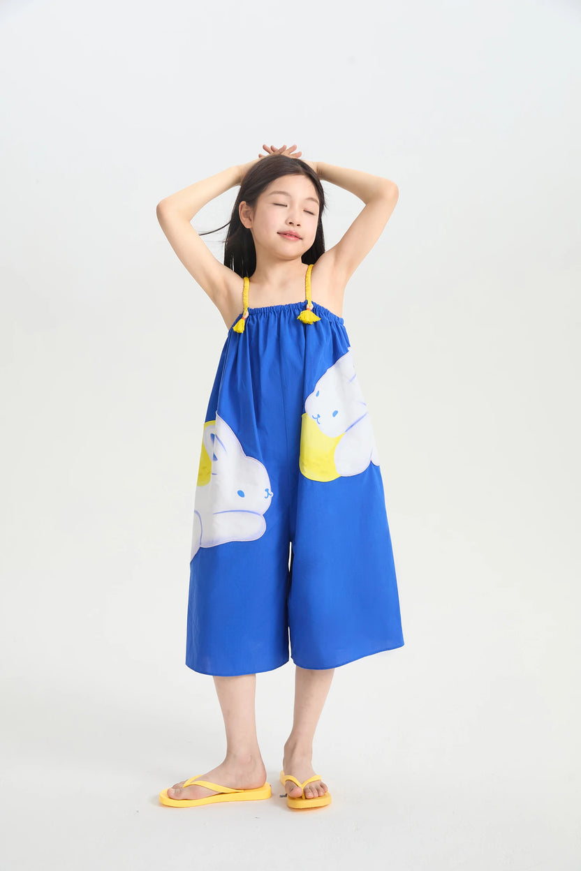 Blue Bunny and Lemon Embroidered Romper by Poco Blush, image 12