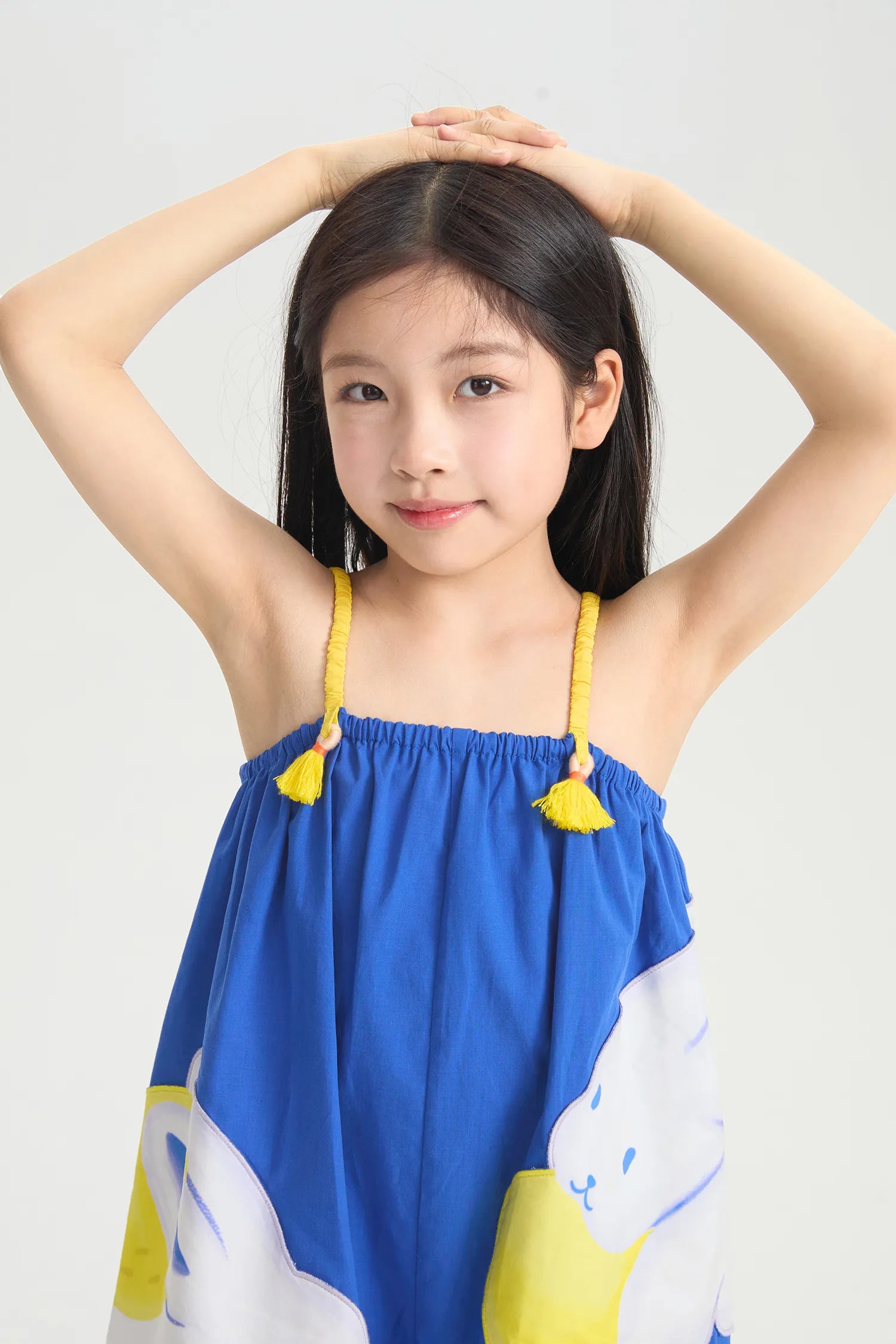 Blue Bunny and Lemon Embroidered Romper by Poco Blush, image 4