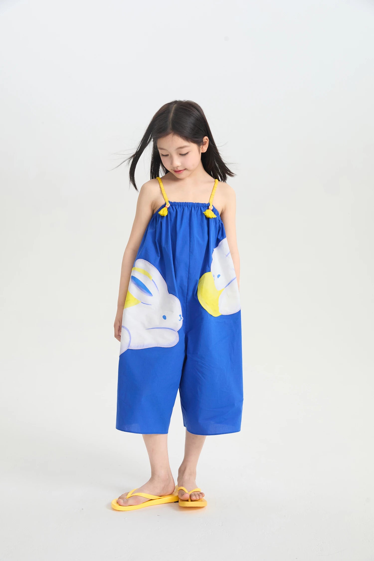 Blue Bunny and Lemon Embroidered Romper by Poco Blush, image 7