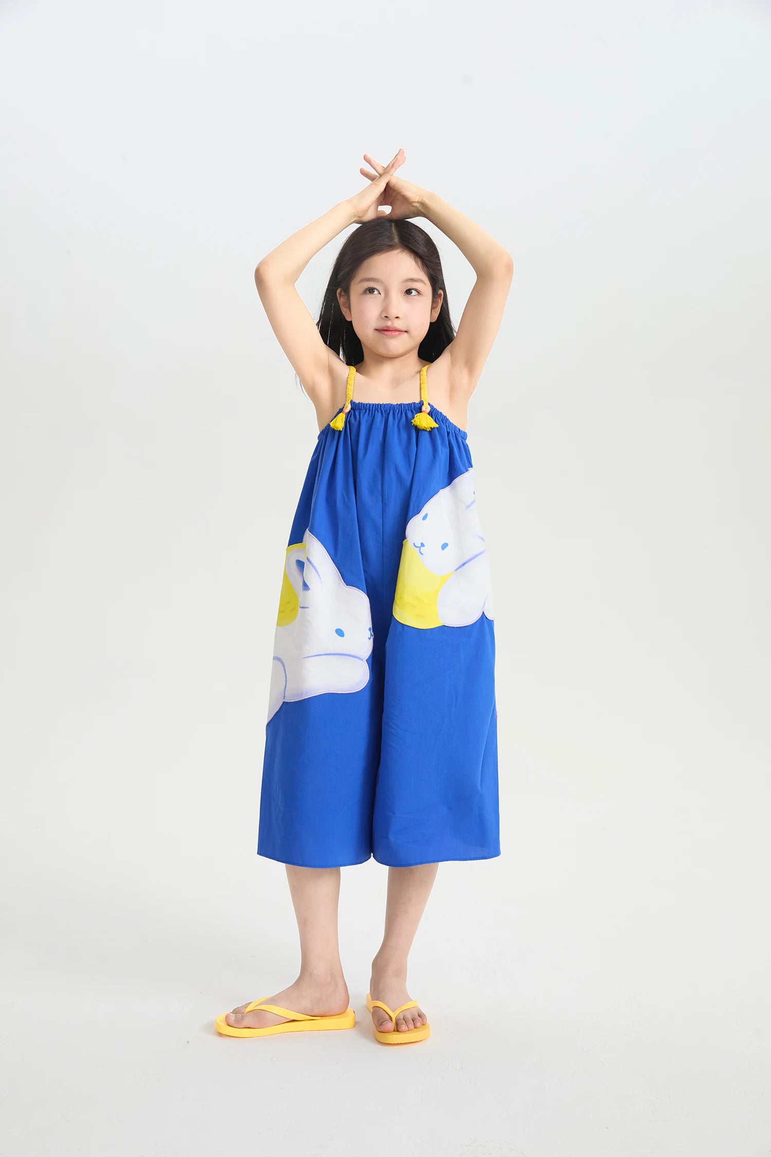 Blue Bunny and Lemon Embroidered Romper by Poco Blush, image 8
