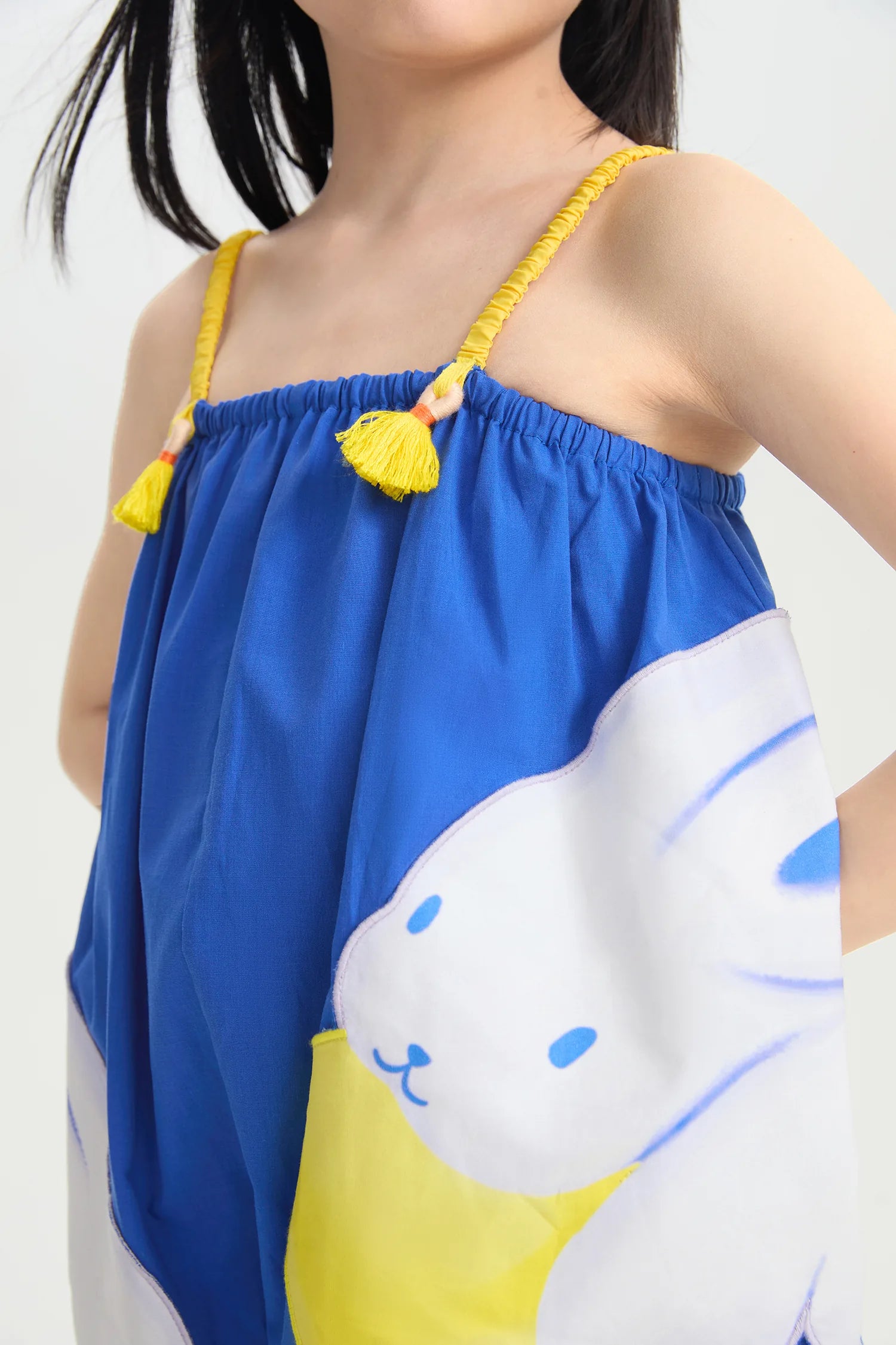 Blue Bunny and Lemon Embroidered Romper by Poco Blush, image 6