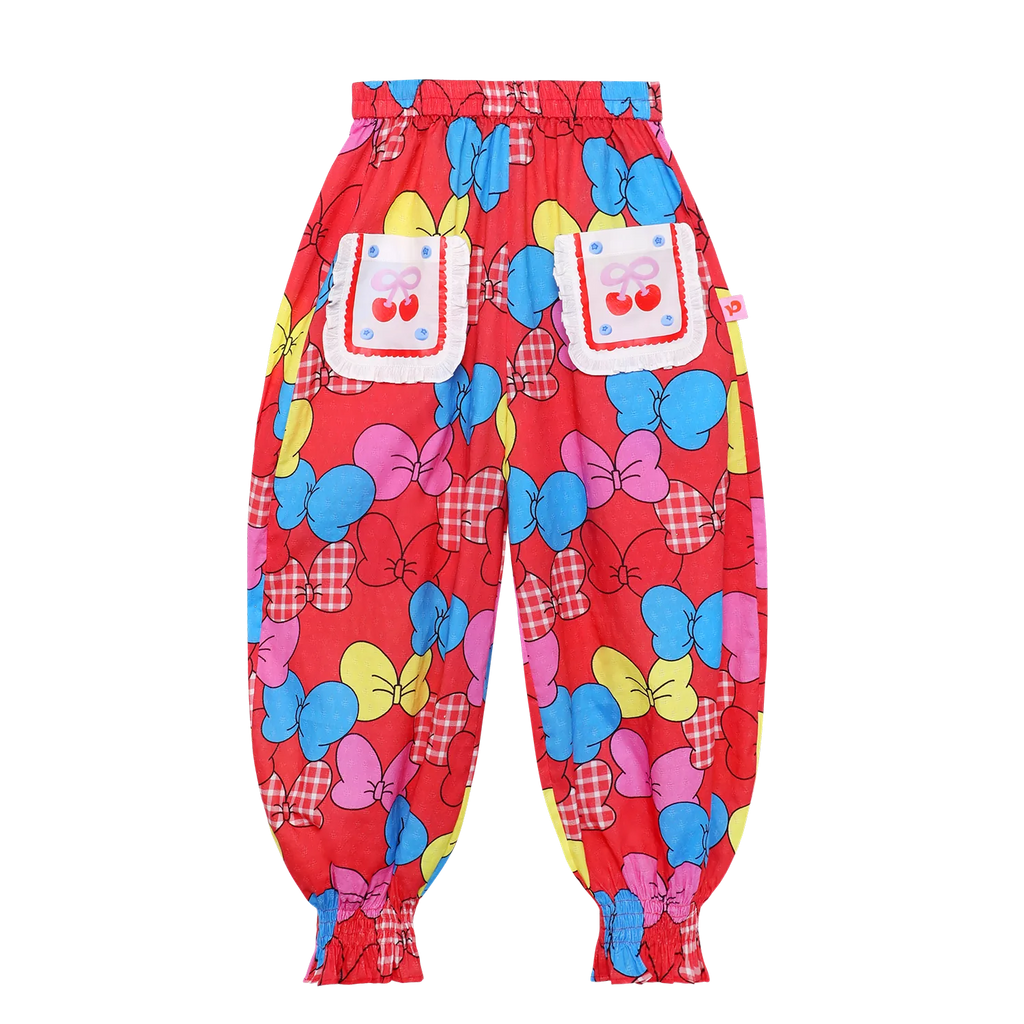 Big Bow Smocked-Hem Summer Pants by Poco Blush