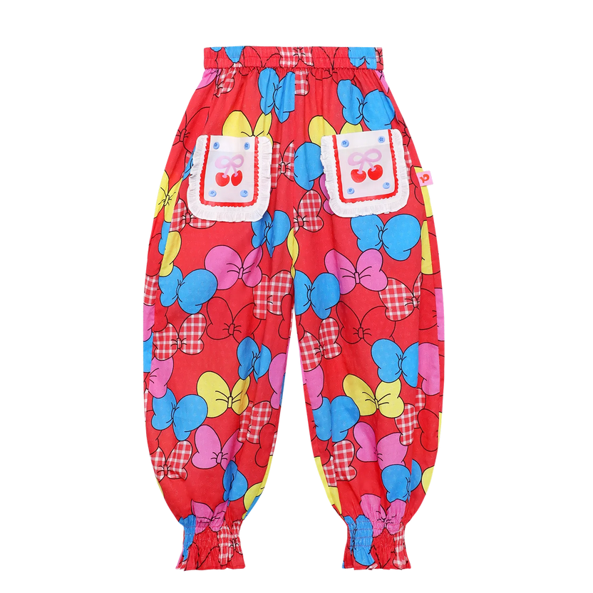 Big Bow Smocked-Hem Summer Pants by Poco Blush
