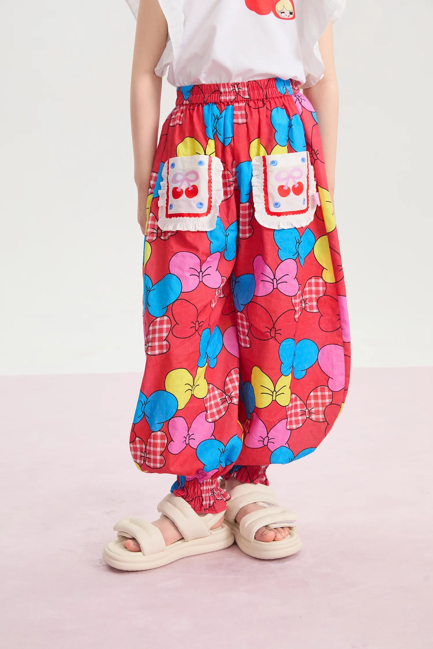 Big Bow Smocked-Hem Summer Pants by Poco Blush, image 4