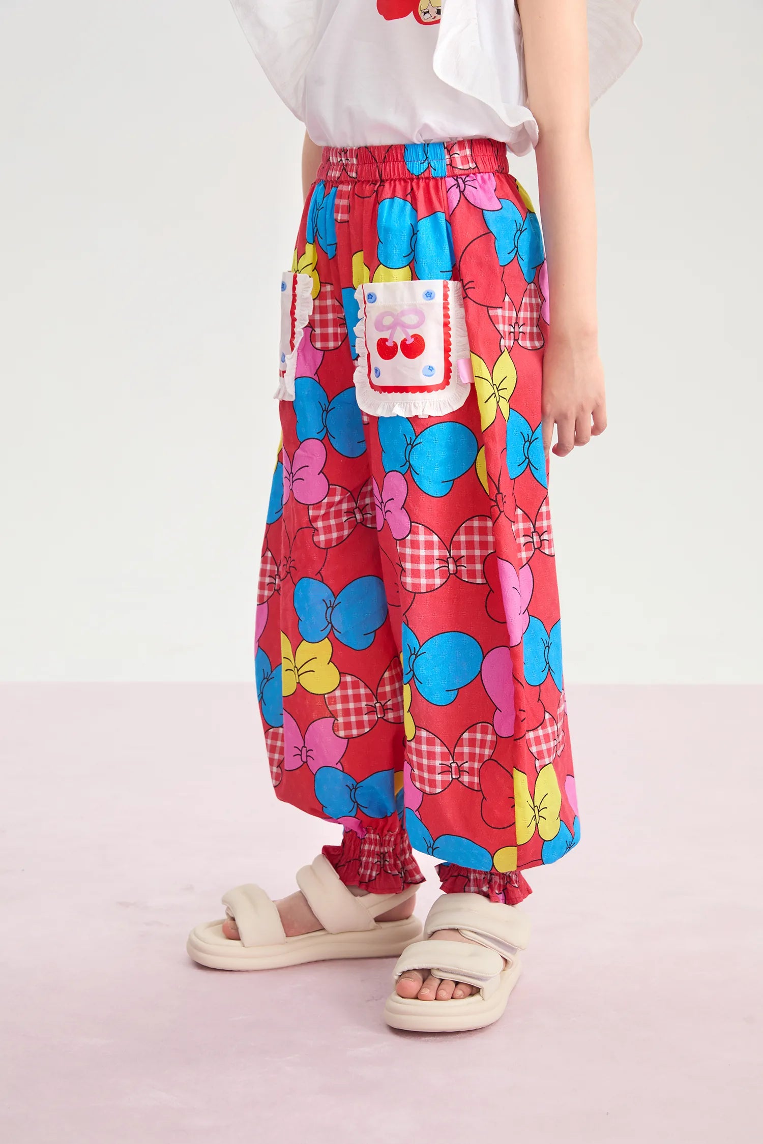 Big Bow Smocked-Hem Summer Pants by Poco Blush, image 6