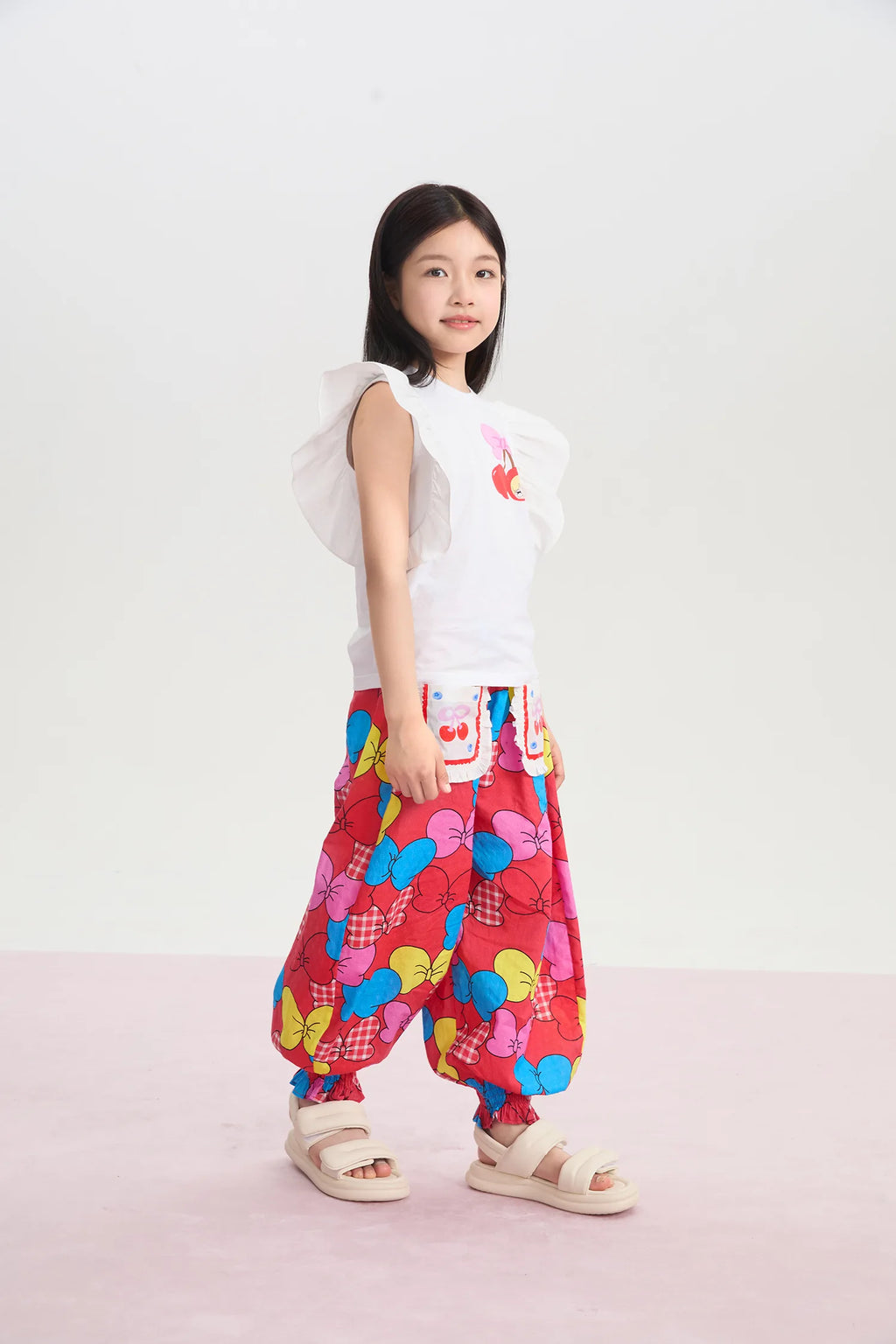 Big Bow Smocked-Hem Summer Pants by Poco Blush, image 7