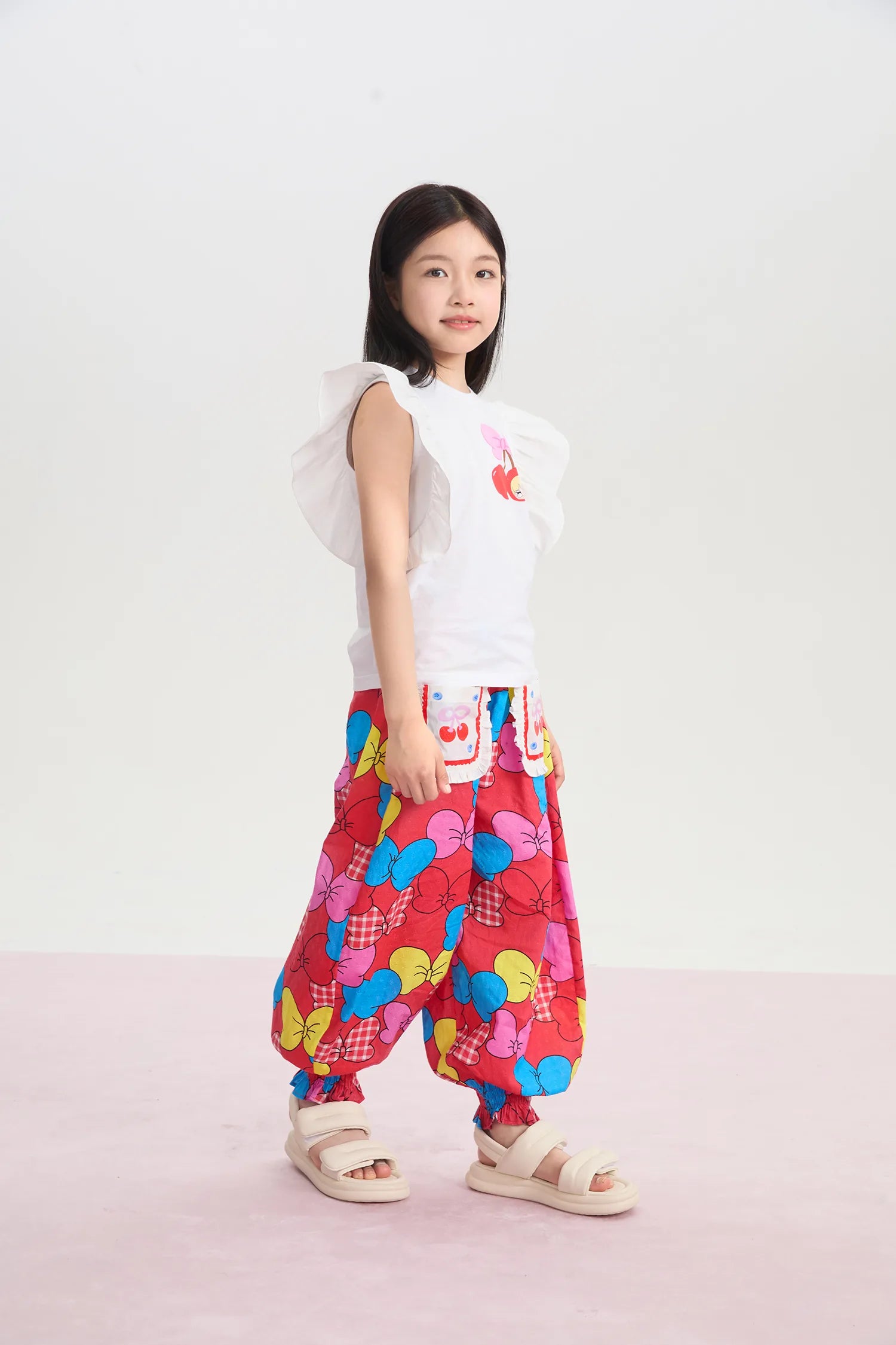 Big Bow Smocked-Hem Summer Pants by Poco Blush, image 7