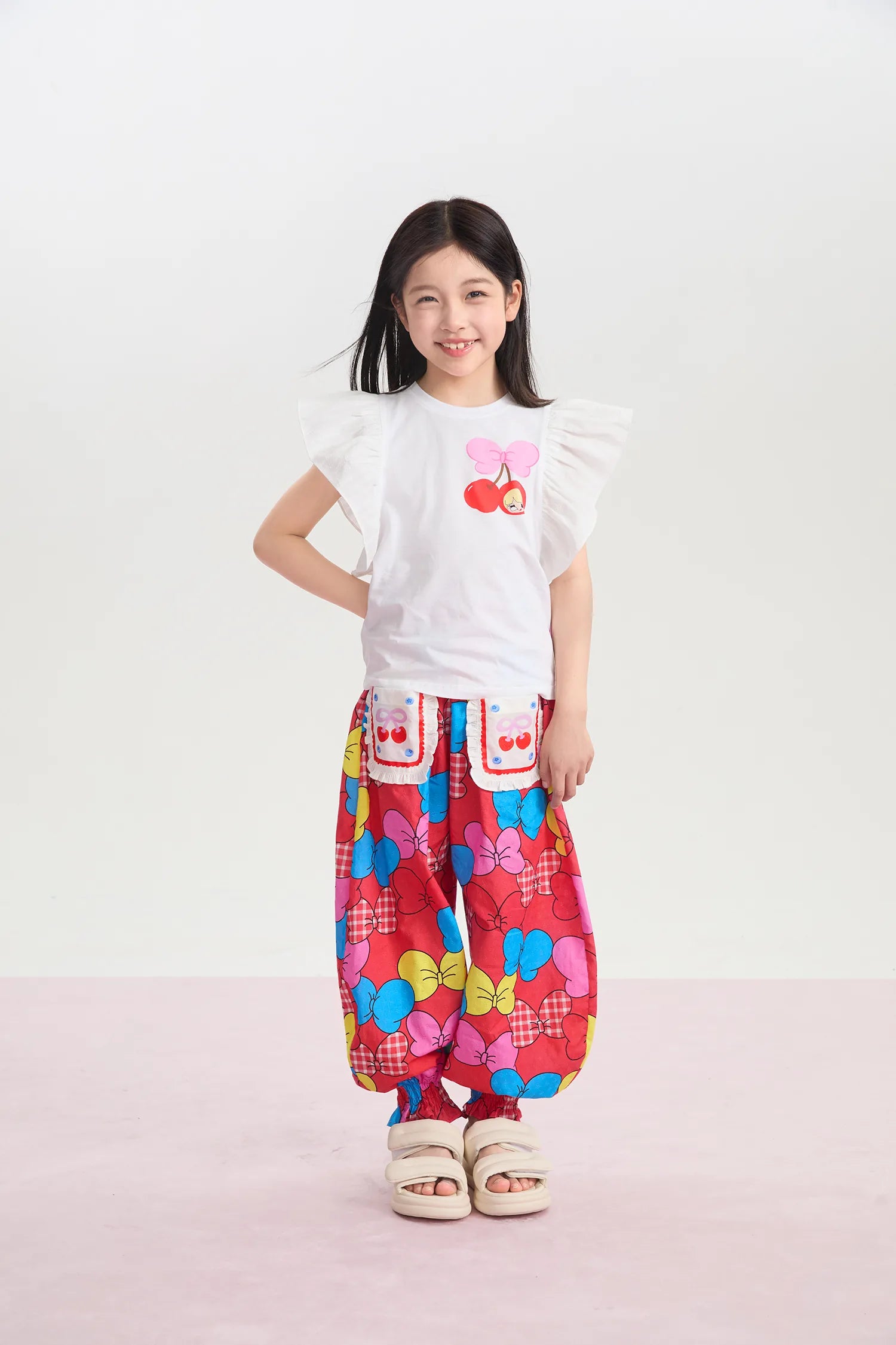 Big Bow Smocked-Hem Summer Pants by Poco Blush, image 11