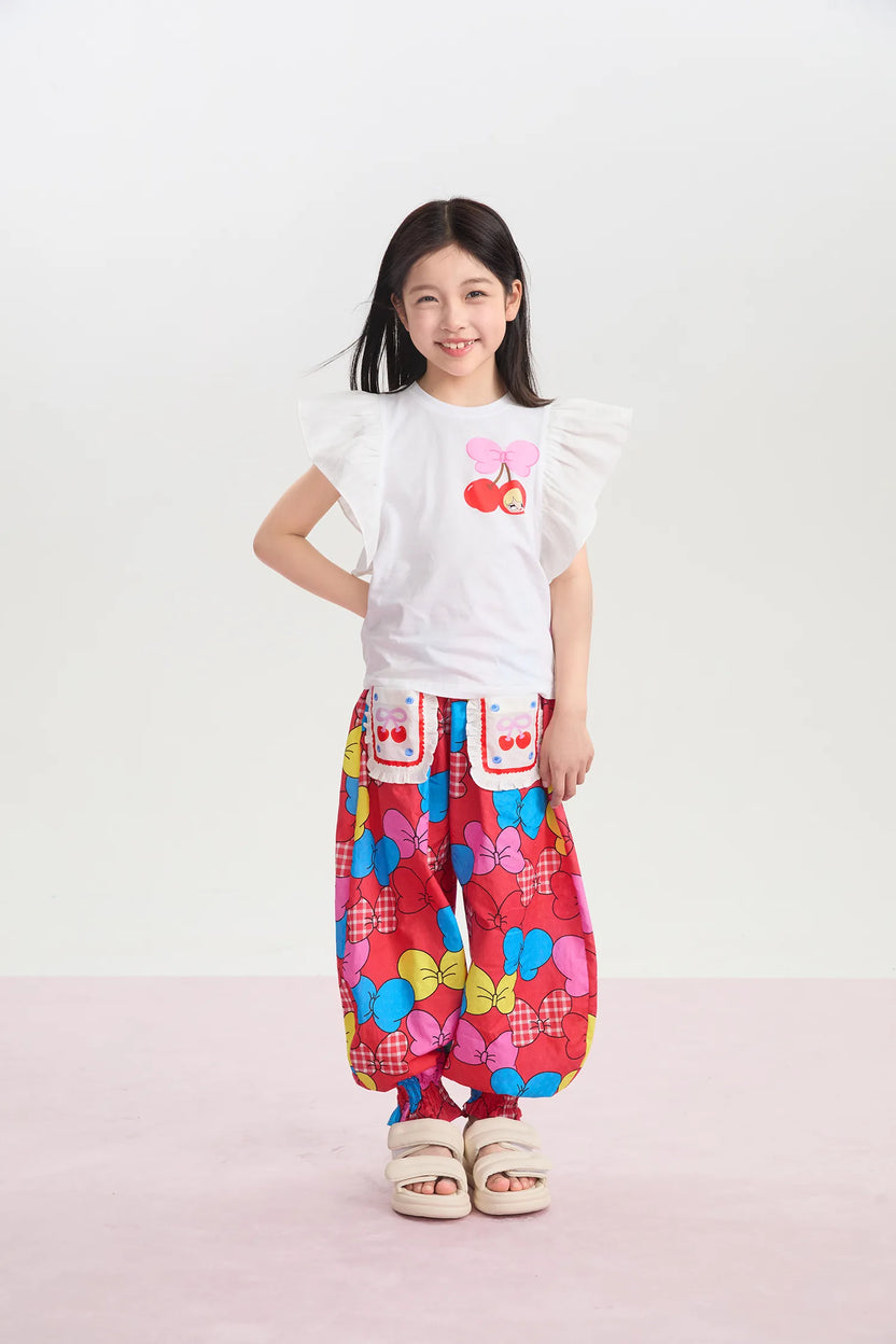 Big Bow Smocked-Hem Summer Pants by Poco Blush, image 11