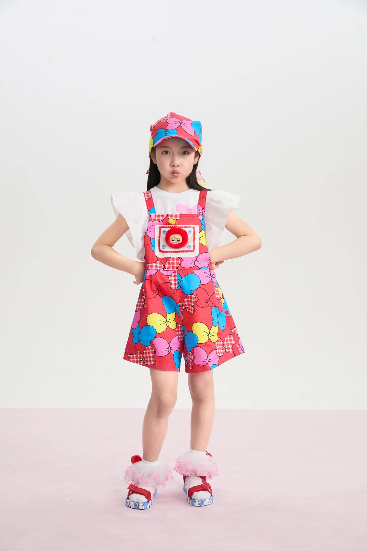 Big Bow Suspender Romper Shorts by Poco Blush, image 9