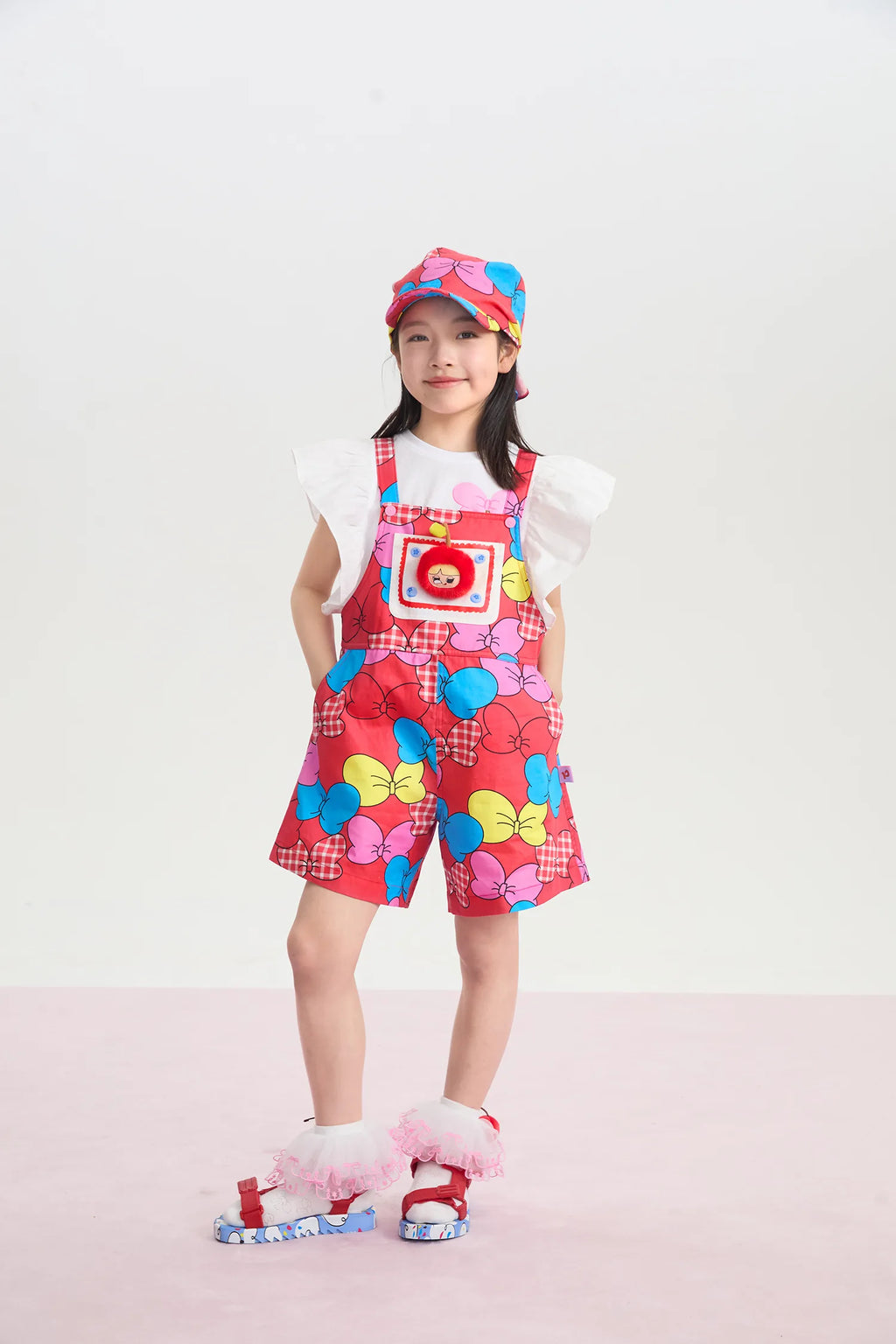 Big Bow Suspender Romper Shorts by Poco Blush, image 8