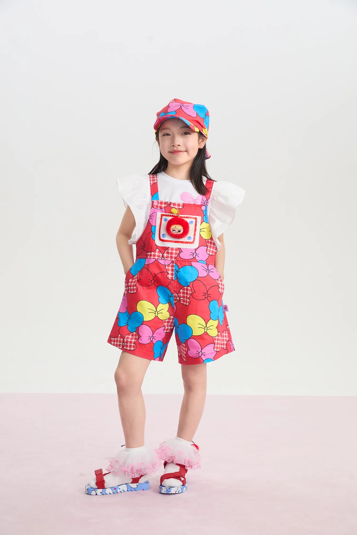 Big Bow Suspender Romper Shorts by Poco Blush, image 8