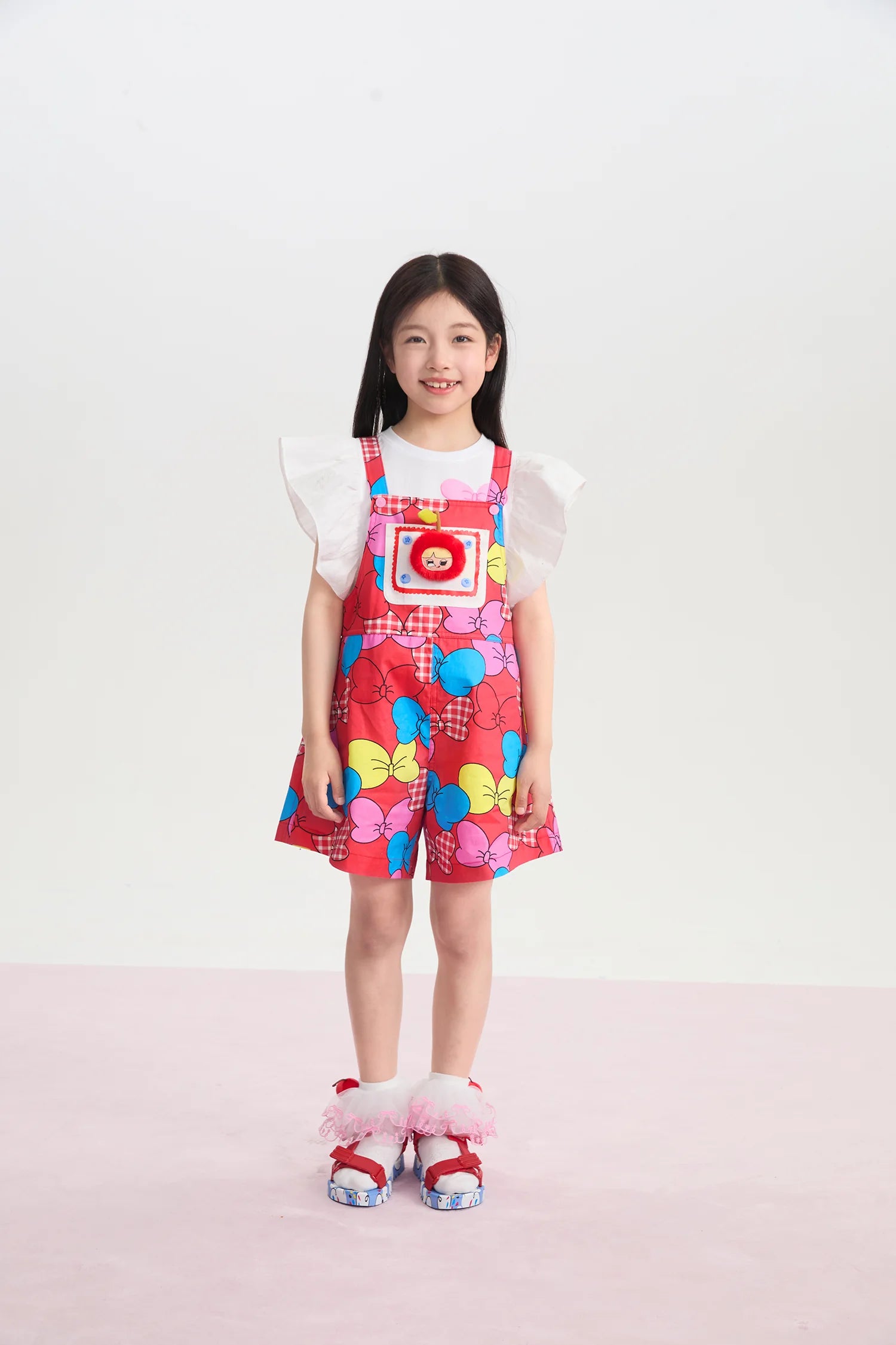 Big Bow Suspender Romper Shorts by Poco Blush, image 3