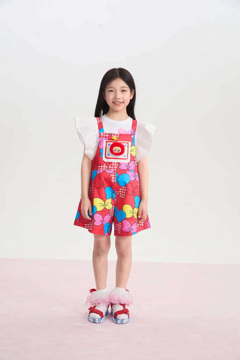 Big Bow Suspender Romper Shorts by Poco Blush, image 3