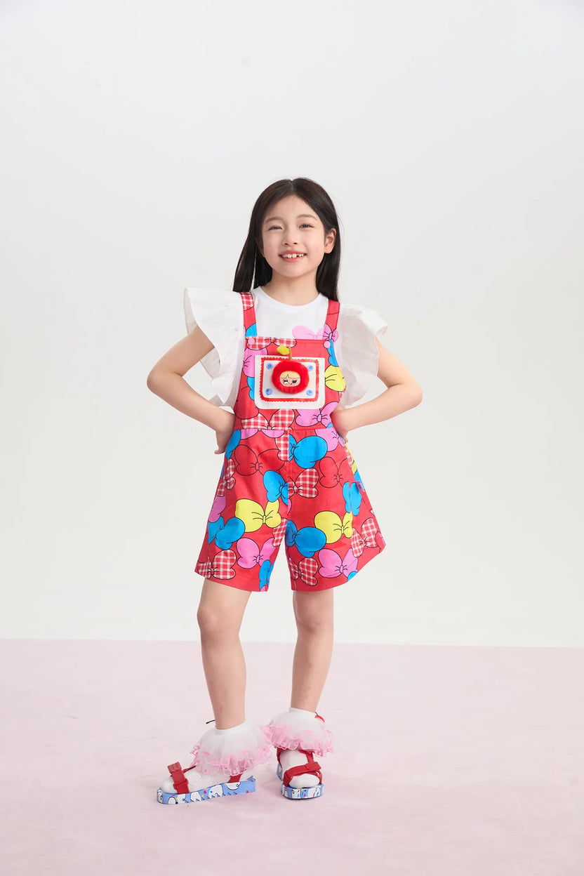 Big Bow Suspender Romper Shorts by Poco Blush, image 5