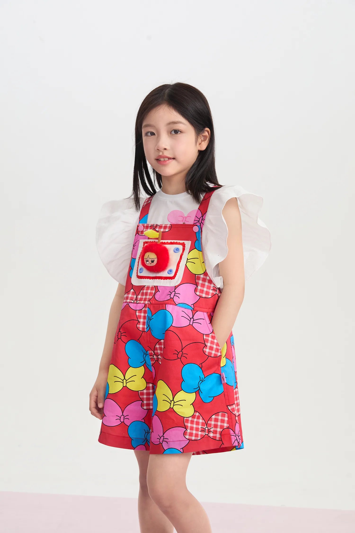 Big Bow Suspender Romper Shorts by Poco Blush, image 2