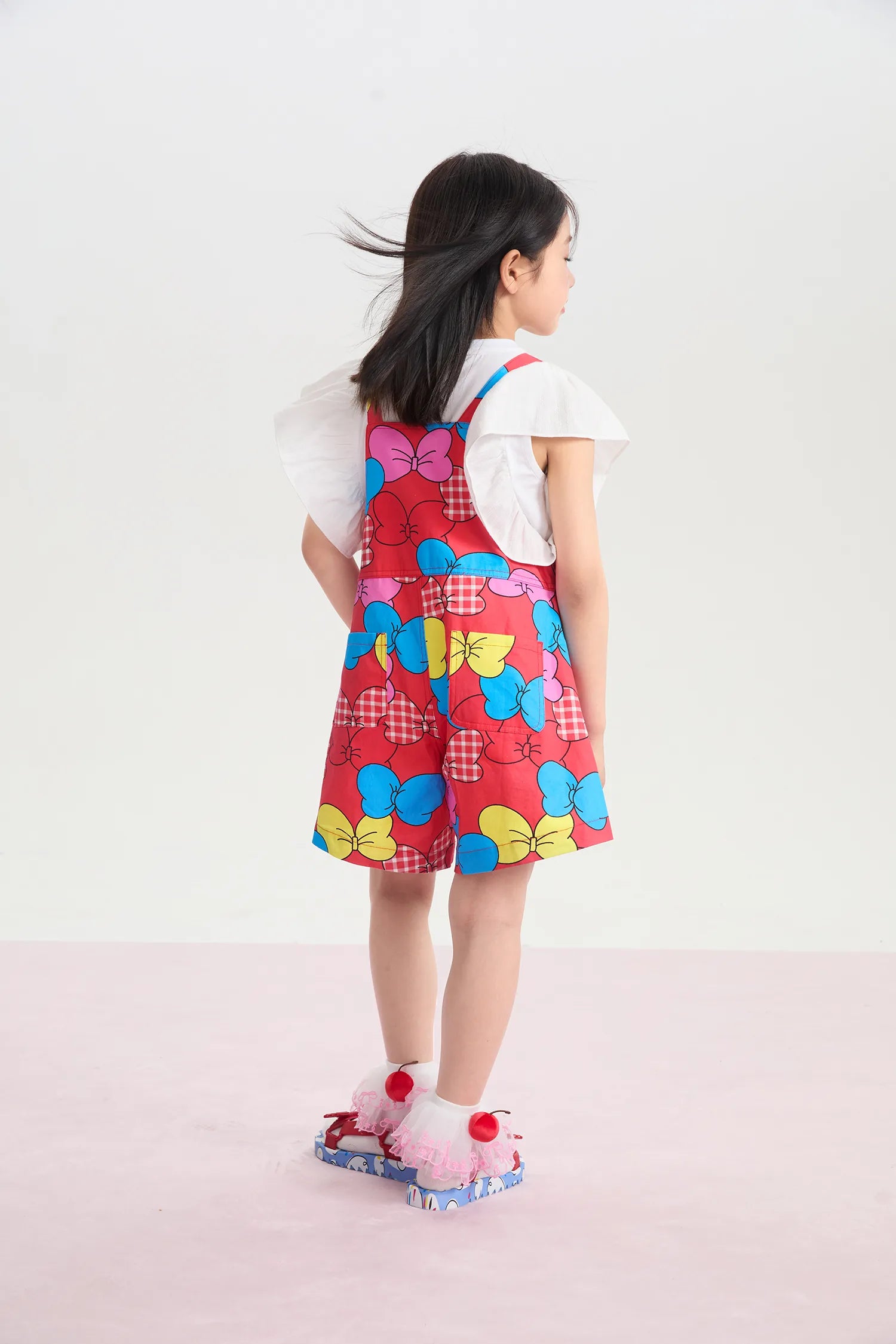 Big Bow Suspender Romper Shorts by Poco Blush, image 7