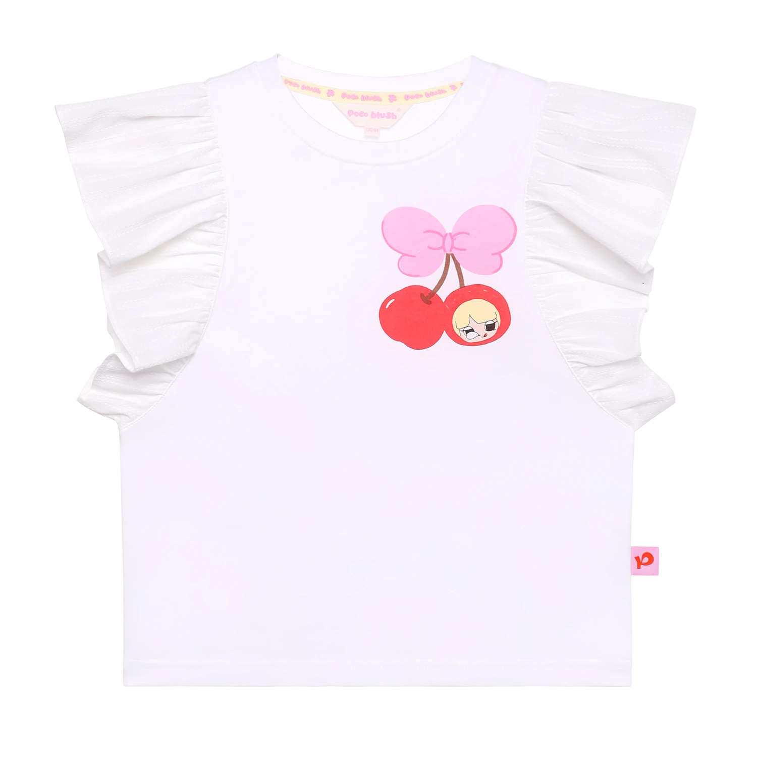 Lucky Cherry Flutter Sleeve Tee by Poco Blush