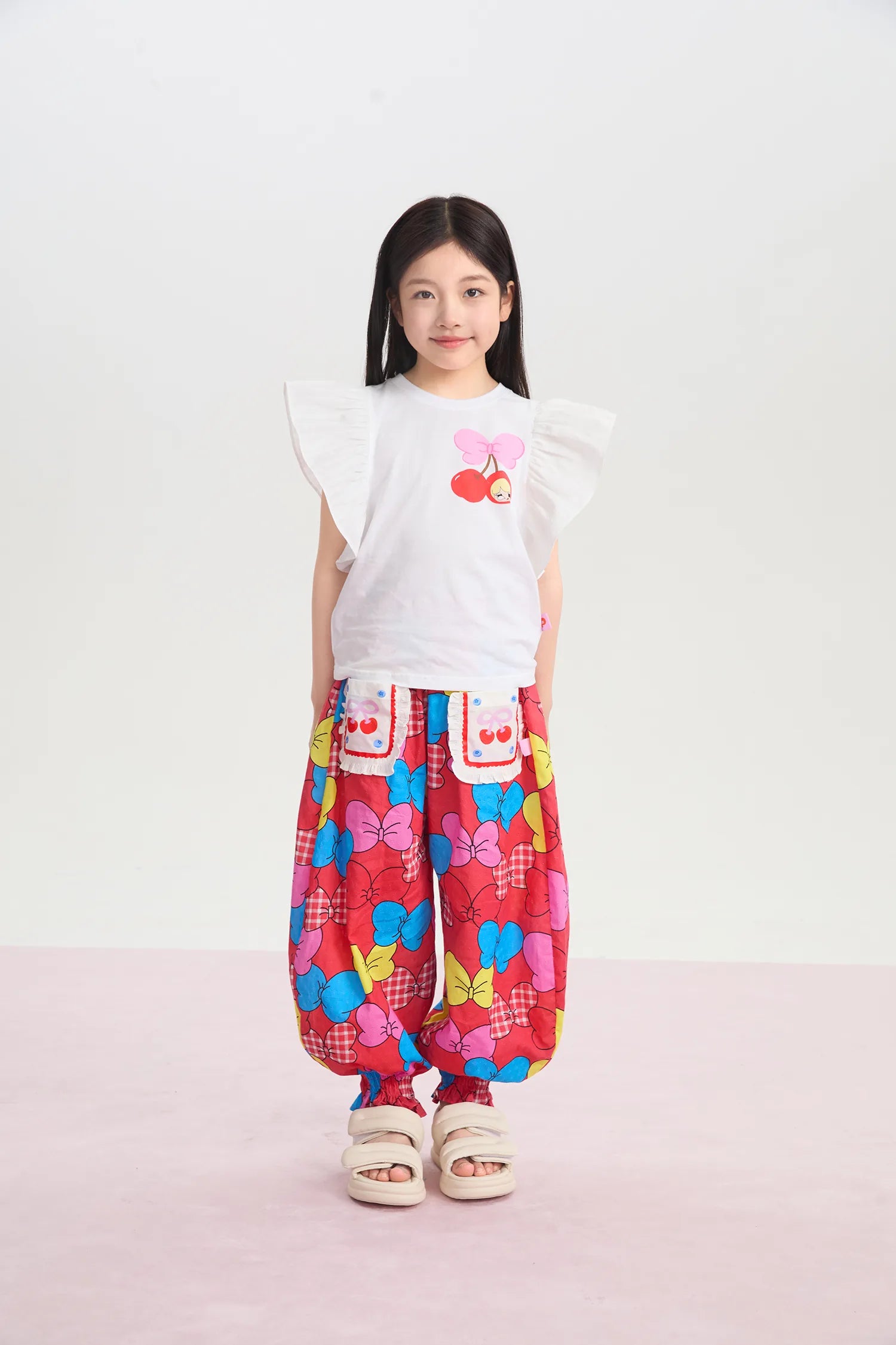 Lucky Cherry Flutter Sleeve Tee by Poco Blush, image 3