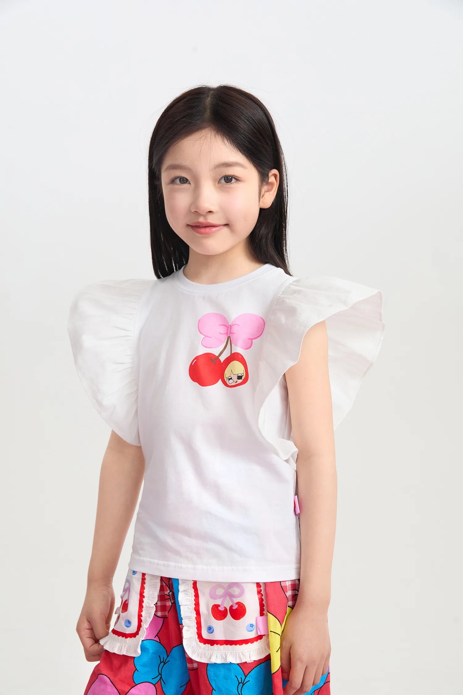 Lucky Cherry Flutter Sleeve Tee by Poco Blush, image 2