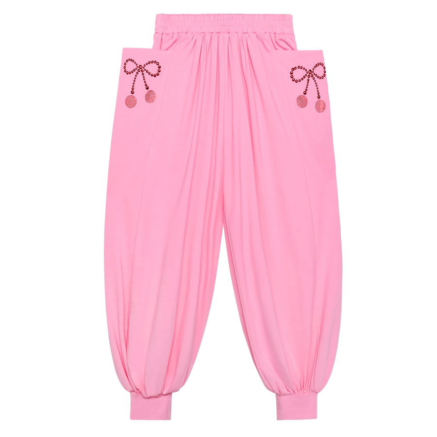 Pantalones de drapeado fresco con cereza de la suerte