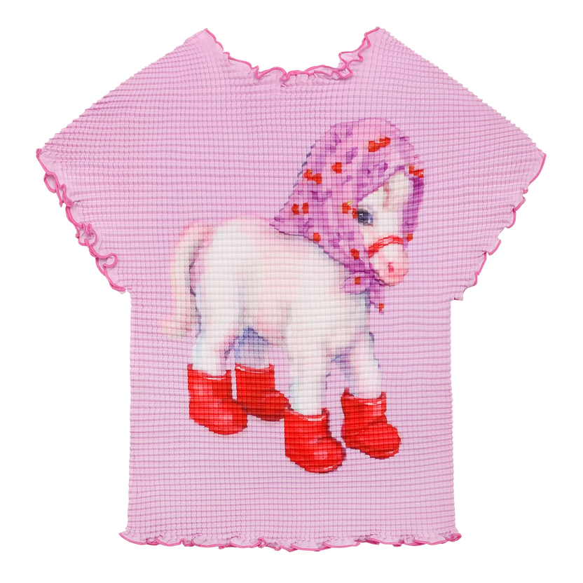 Pony Duang Duang Pleated Tee by Poco Blush