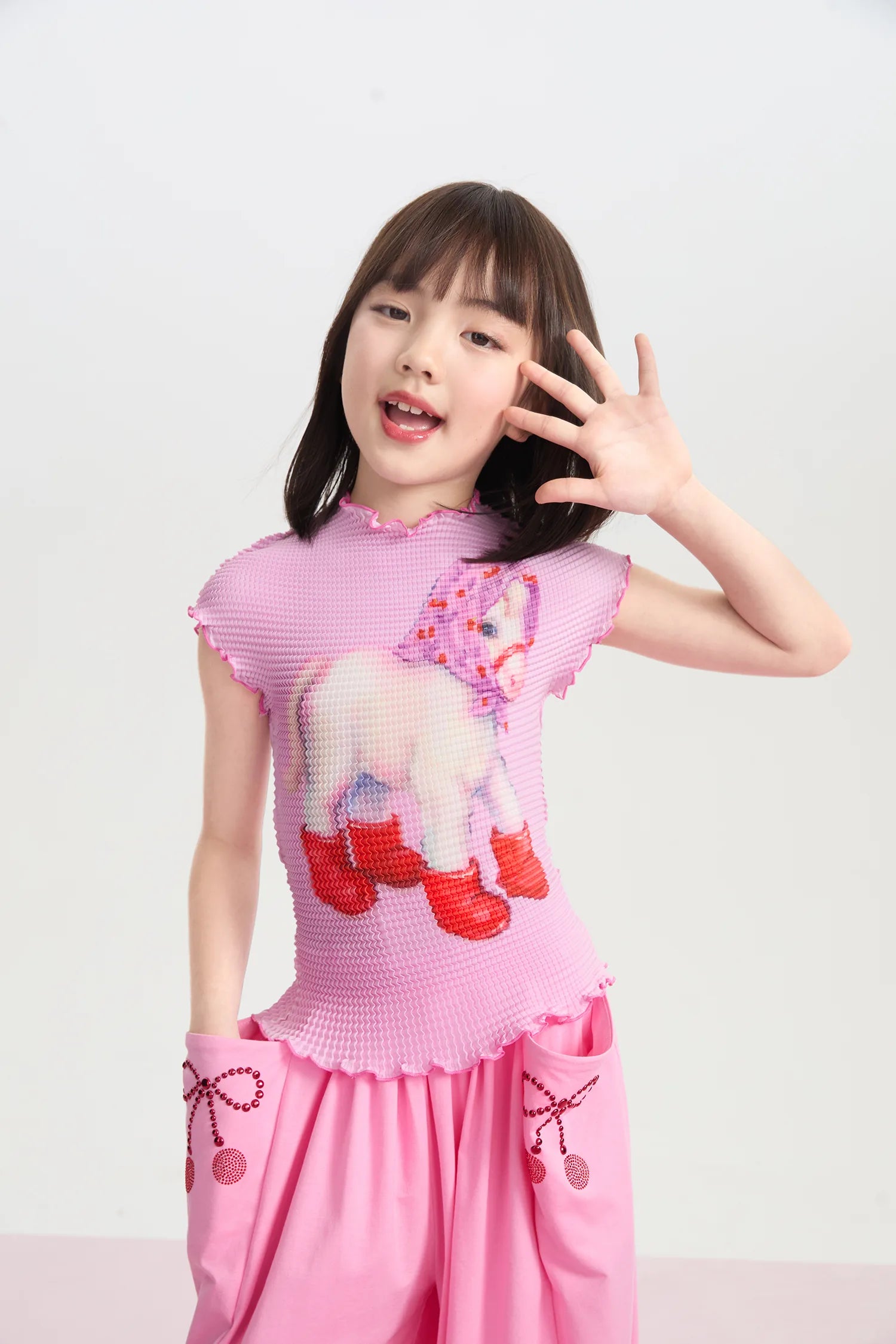Pony Duang Duang Pleated Tee by Poco Blush, image 3
