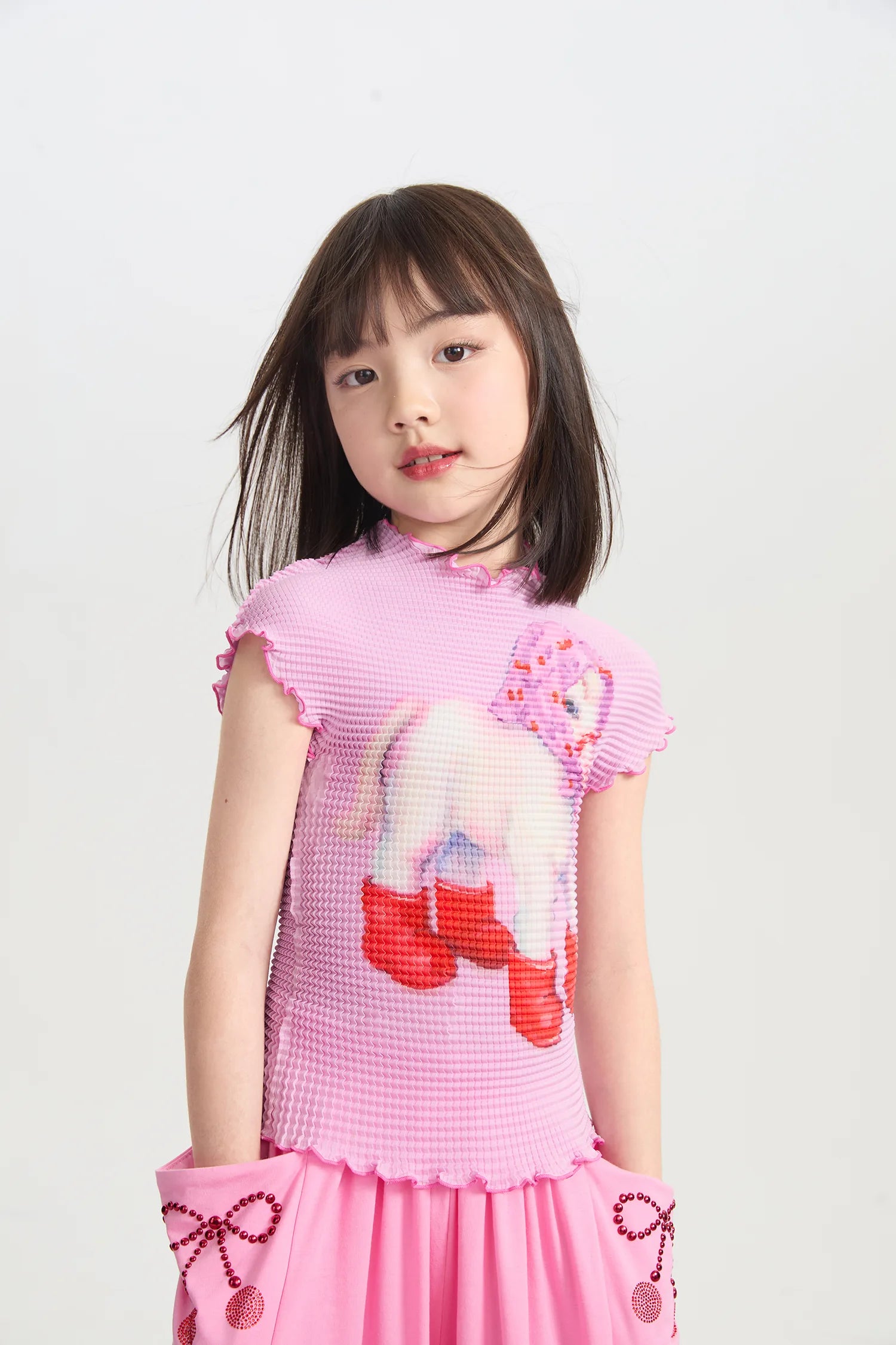 Pony Duang Duang Pleated Tee by Poco Blush, image 2