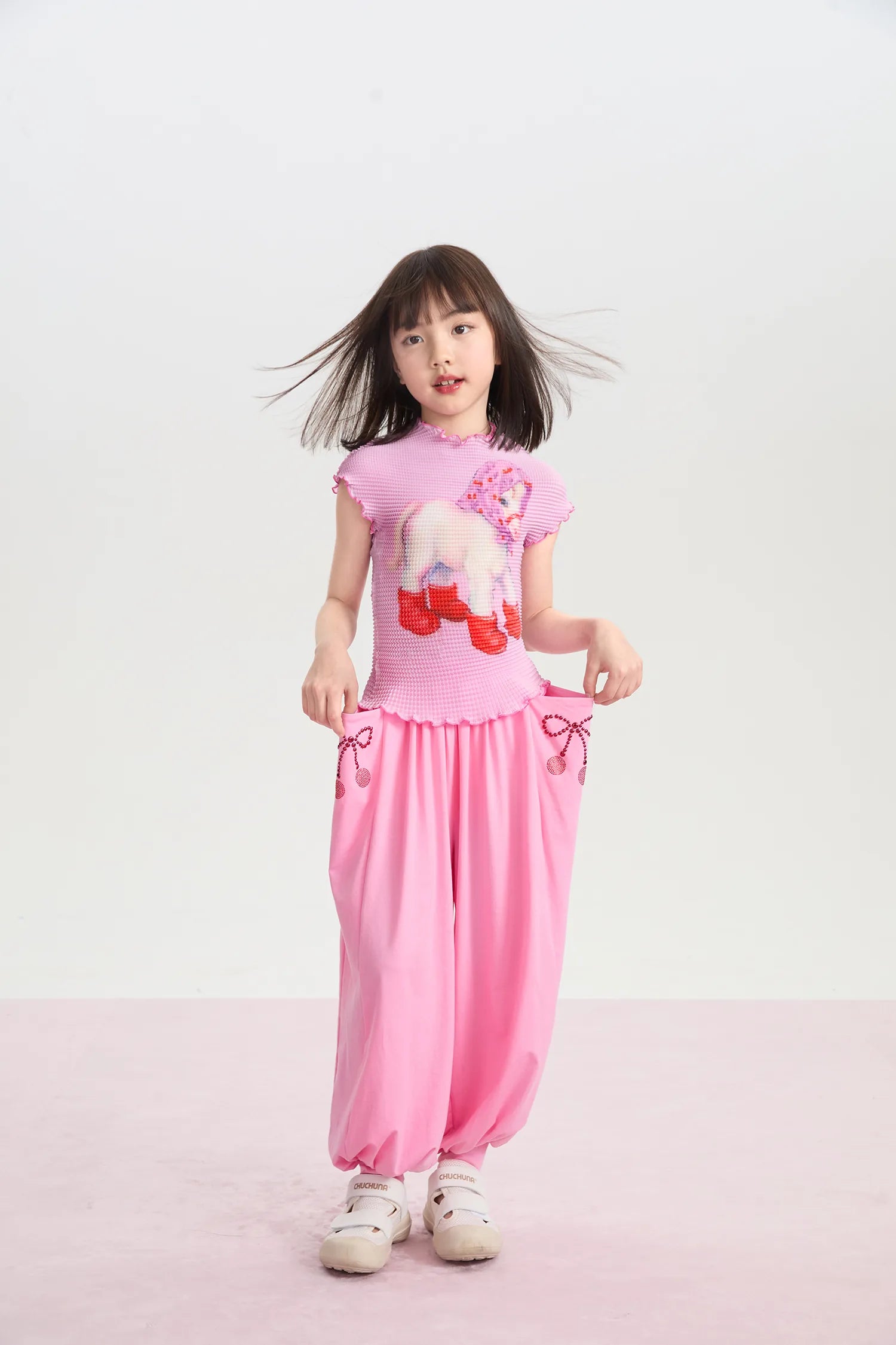 Pony Duang Duang Pleated Tee by Poco Blush, image 5