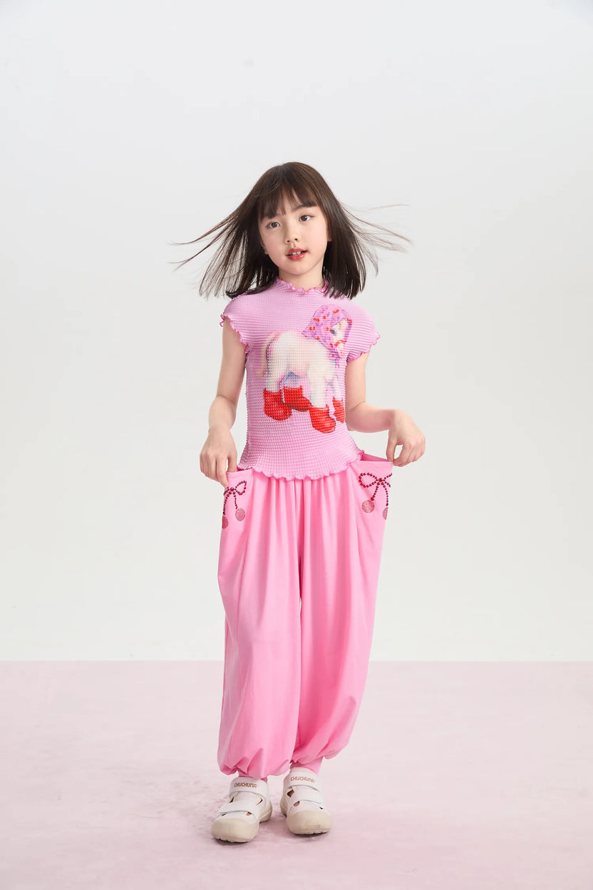 Pony Duang Duang Pleated Tee by Poco Blush, image 5