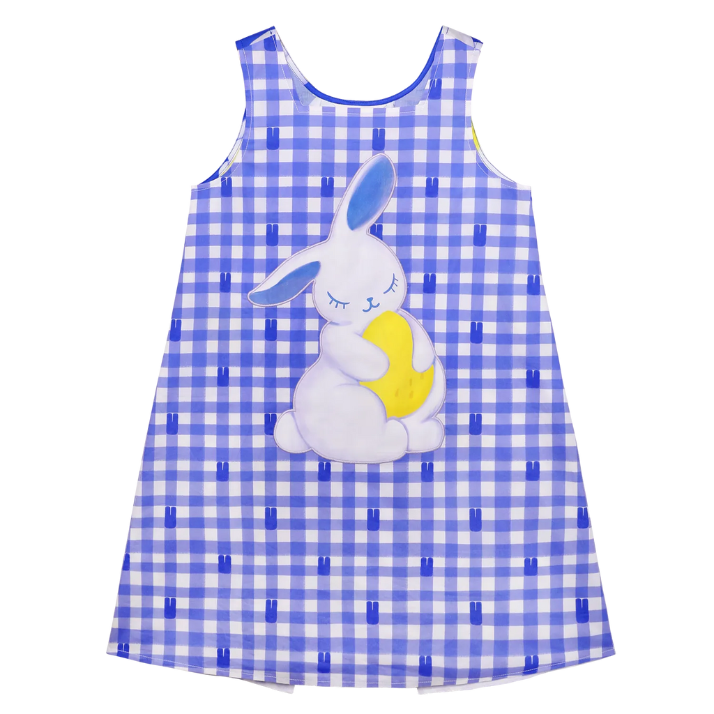 Klein Blue Bunny Embroidered Dress by Poco Blush