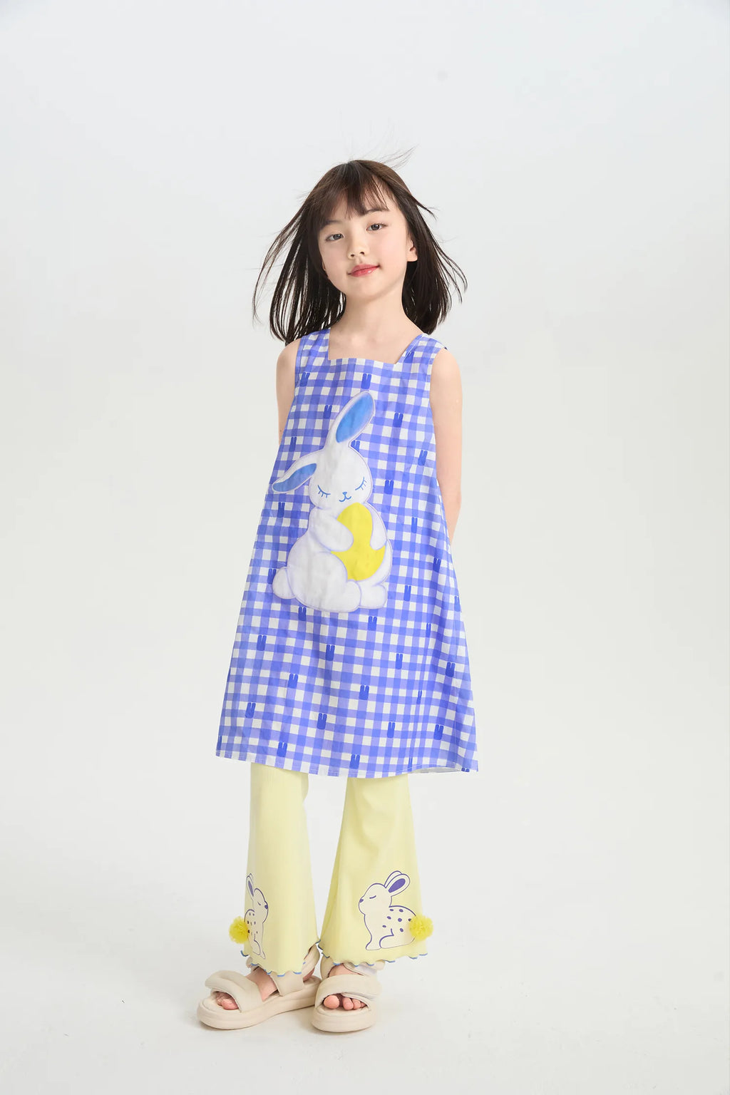 Klein Blue Bunny Embroidered Dress by Poco Blush, image 2