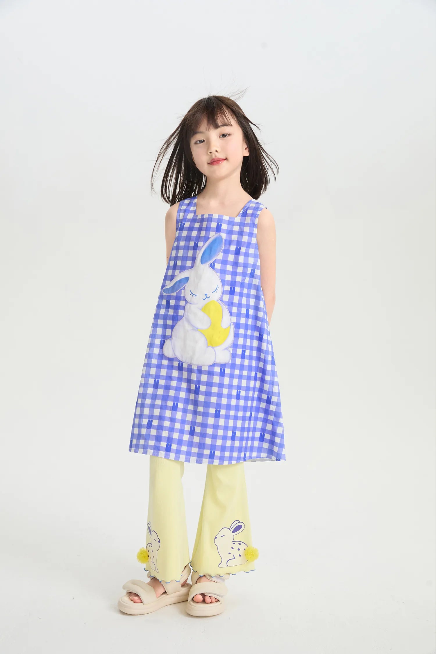 Klein Blue Bunny Embroidered Dress by Poco Blush, image 2