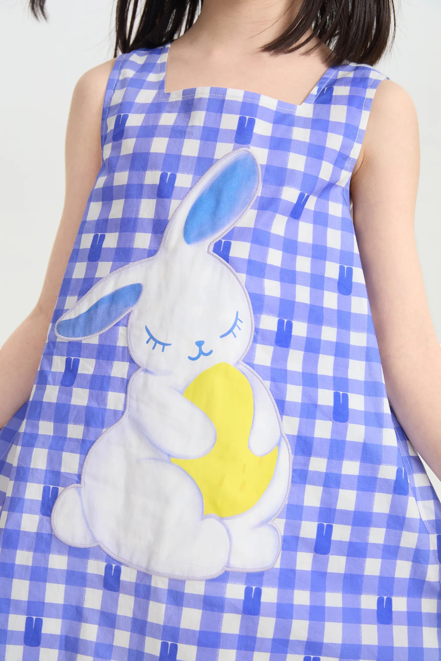 Klein Blue Bunny Embroidered Dress by Poco Blush, image 10