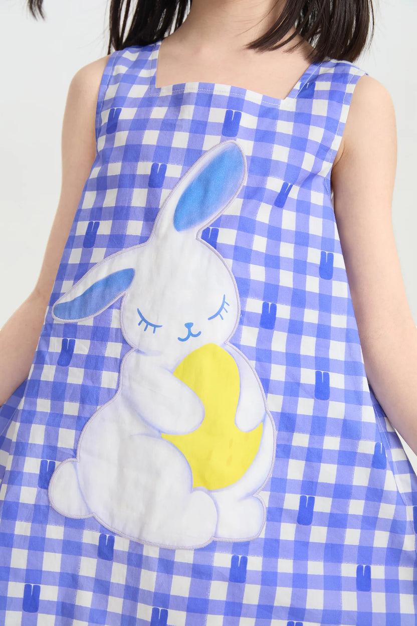 Klein Blue Bunny Embroidered Dress by Poco Blush, image 10