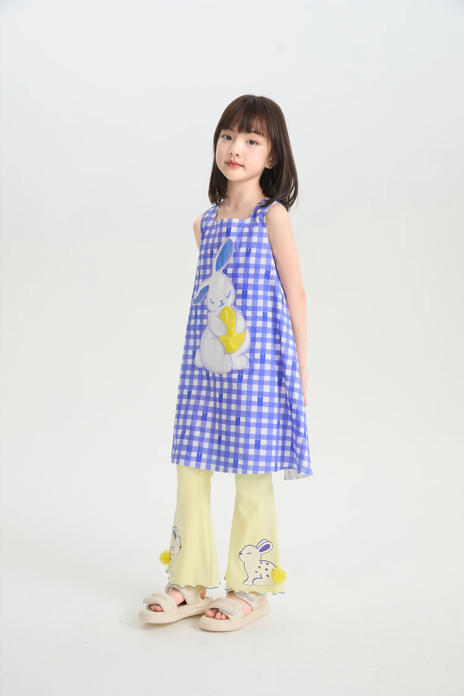Klein Blue Bunny Embroidered Dress by Poco Blush, image 3