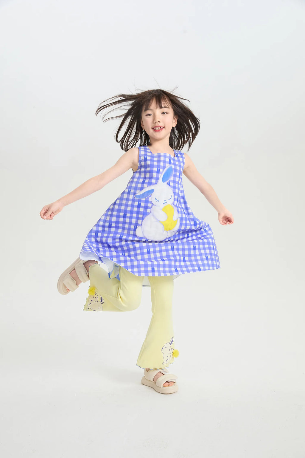 Klein Blue Bunny Embroidered Dress by Poco Blush, image 5