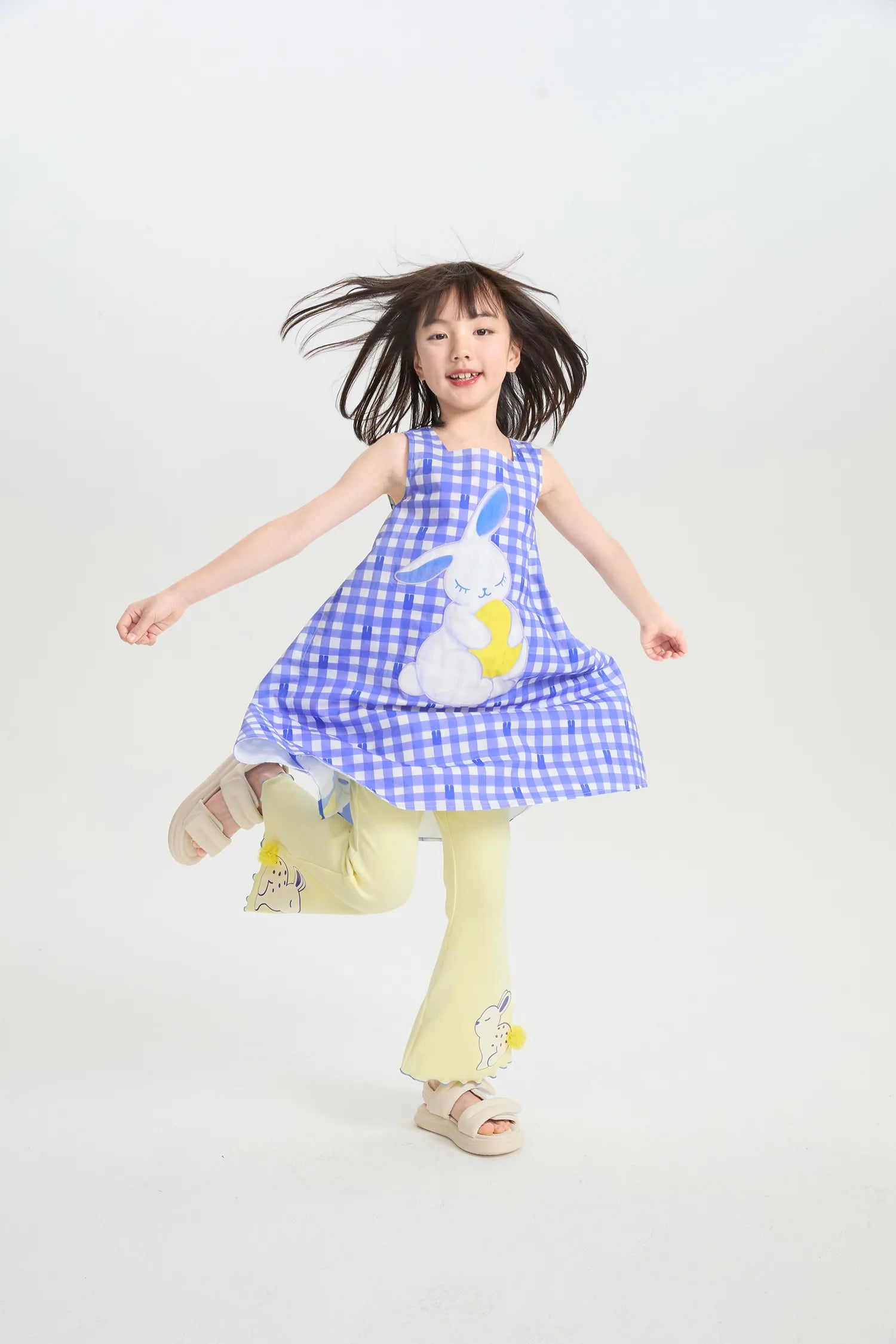 Klein Blue Bunny Embroidered Dress by Poco Blush, image 5