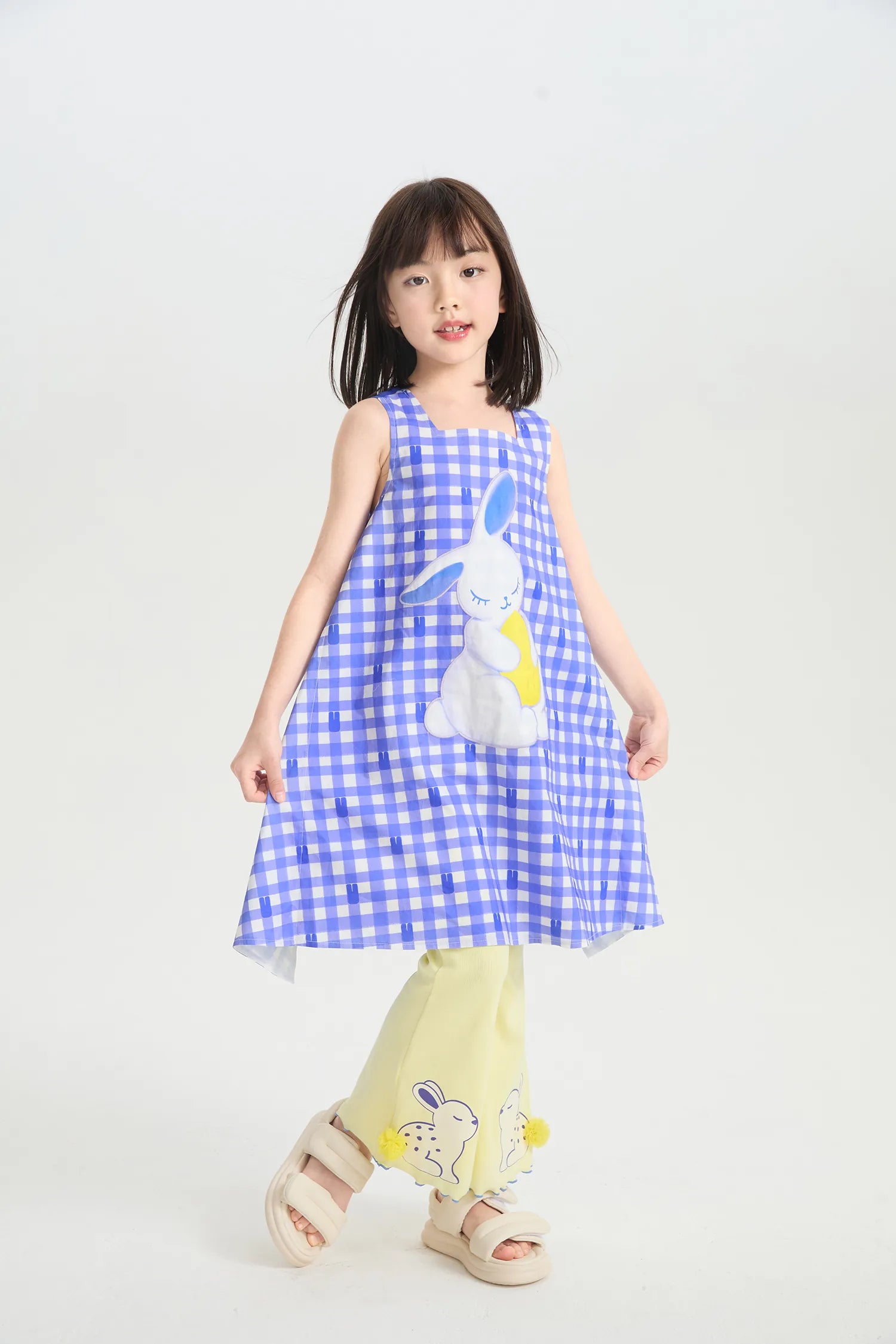Klein Blue Bunny Embroidered Dress by Poco Blush, image 6