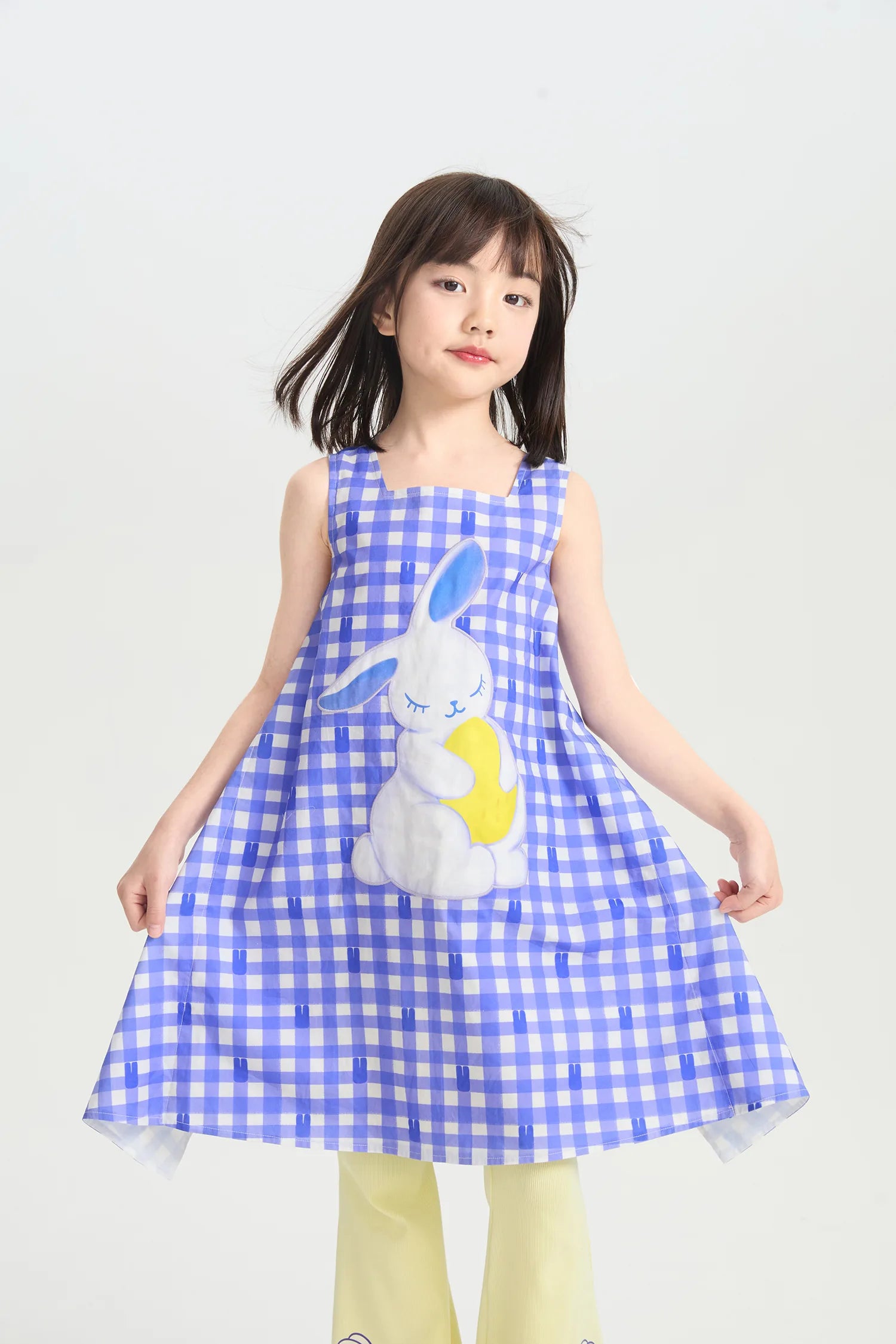 Klein Blue Bunny Embroidered Dress by Poco Blush, image 8