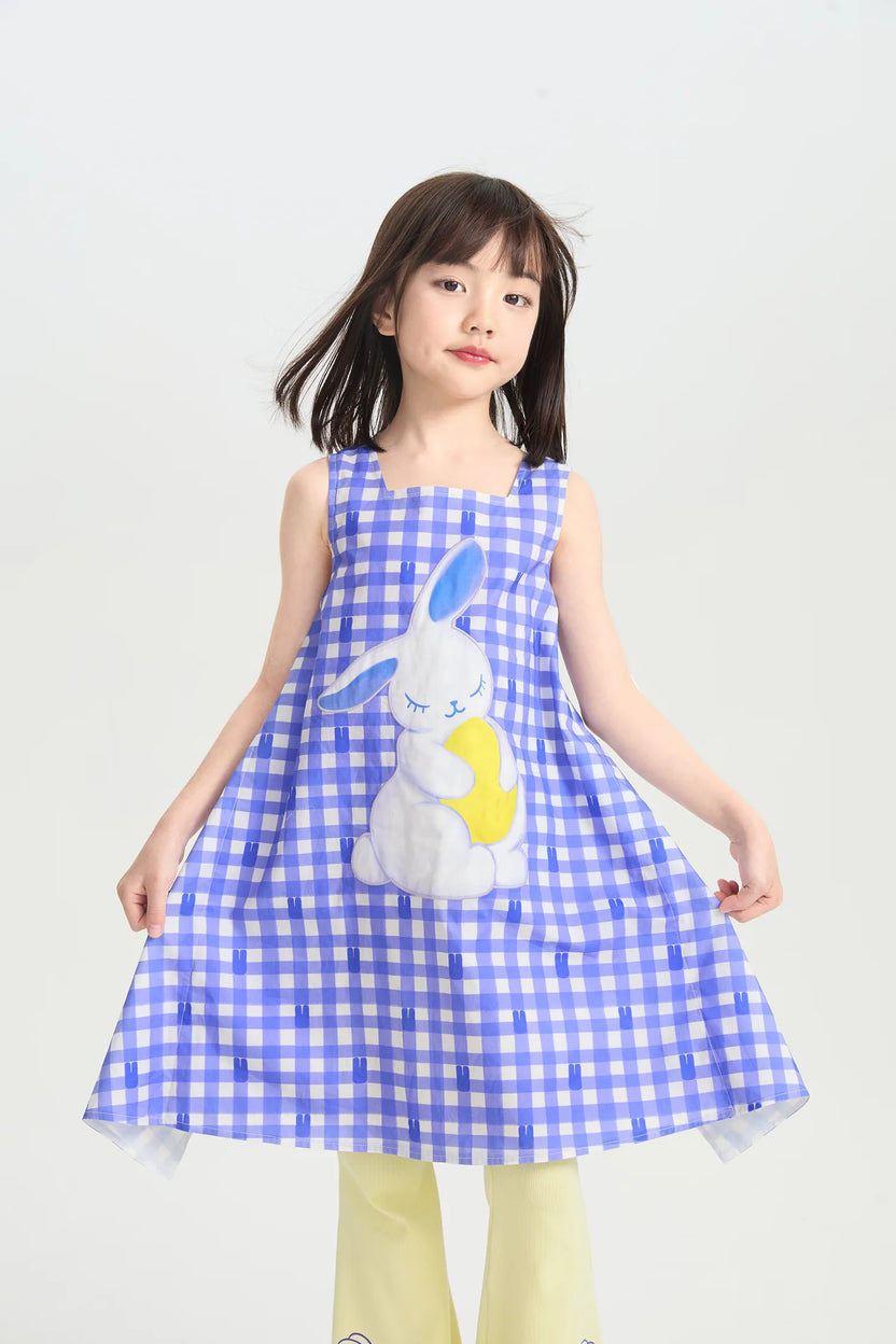 Klein Blue Bunny Embroidered Dress by Poco Blush, image 8