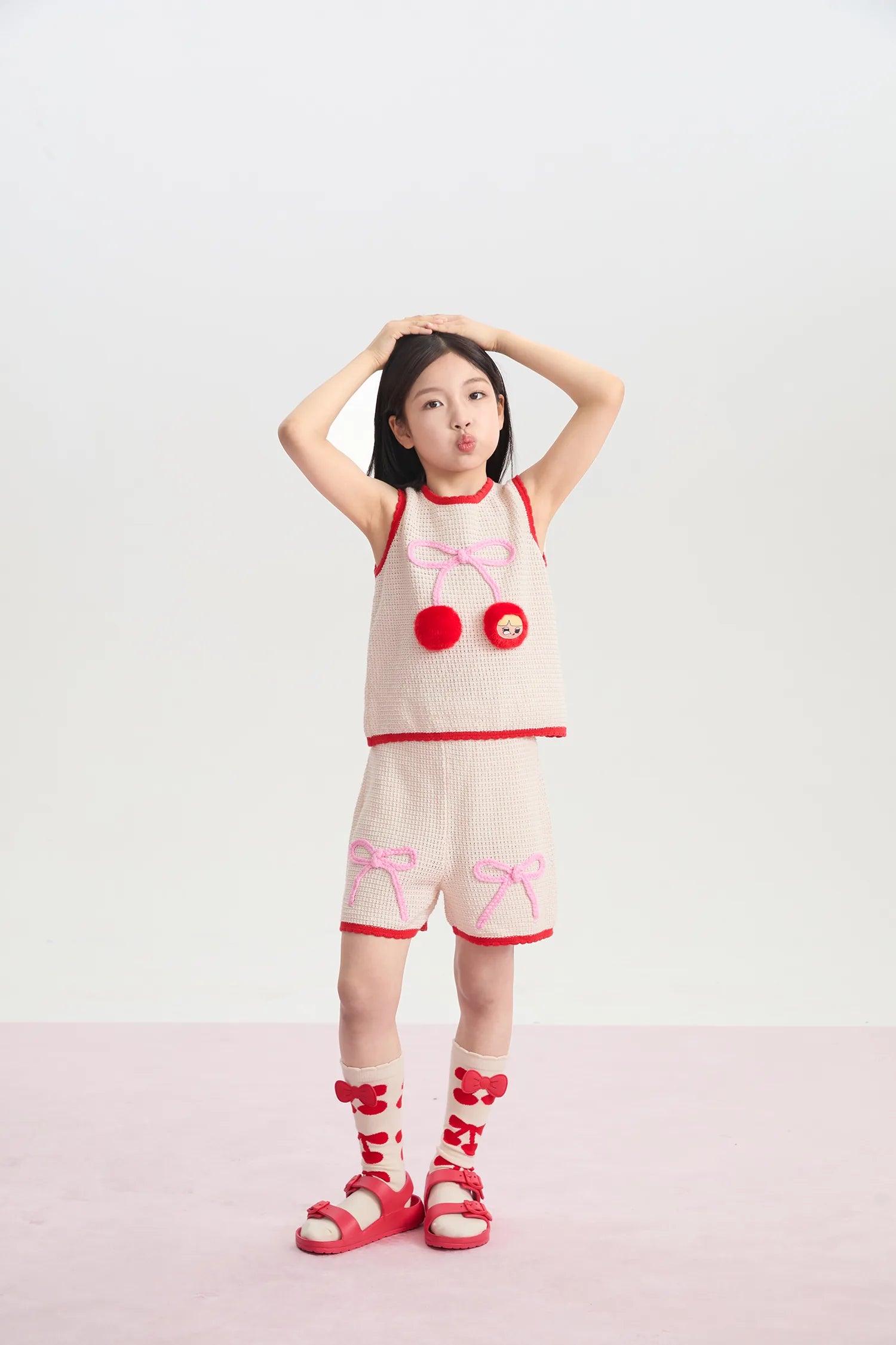 Lucky Cherry Openwork Knit Set by Poco Blush, image 3