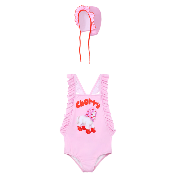 Cherry Pony Ruffle Swimsuit