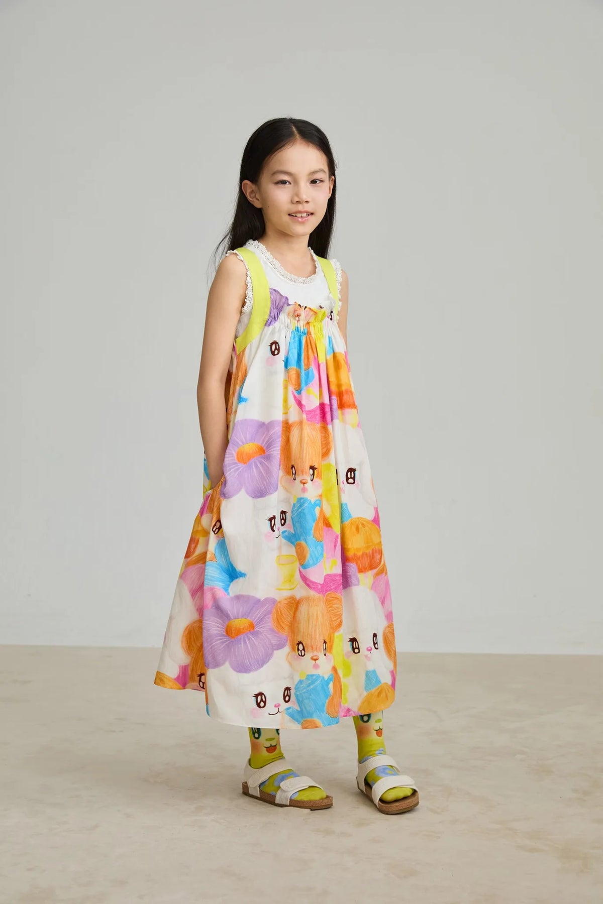 Poco Blush Animal Tea‑Party Smocked Maxi Dress
